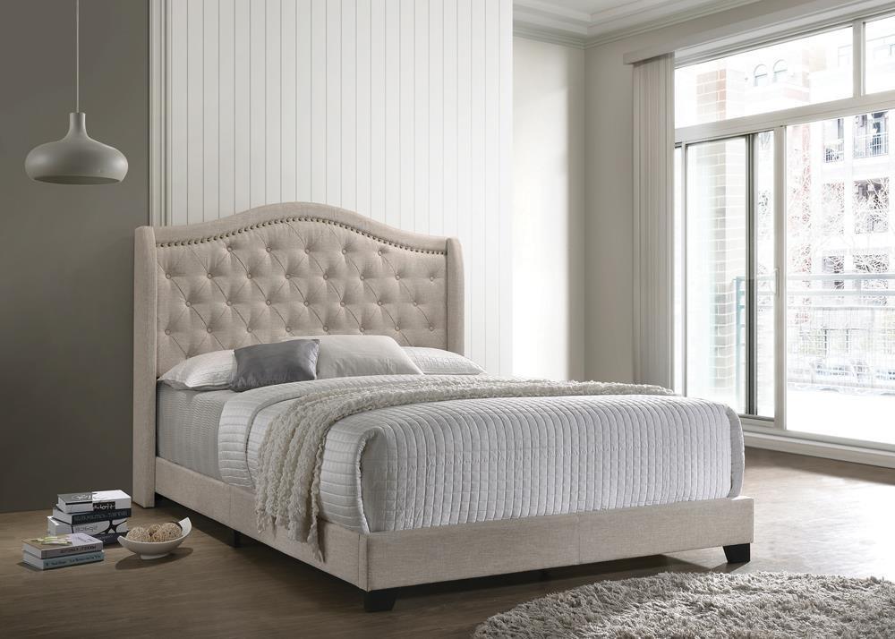 Sonoma Camel Back King Bed Beige - Image 1
