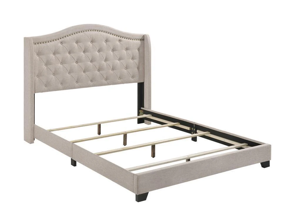 Sonoma Camel Back King Bed Beige - Image 3