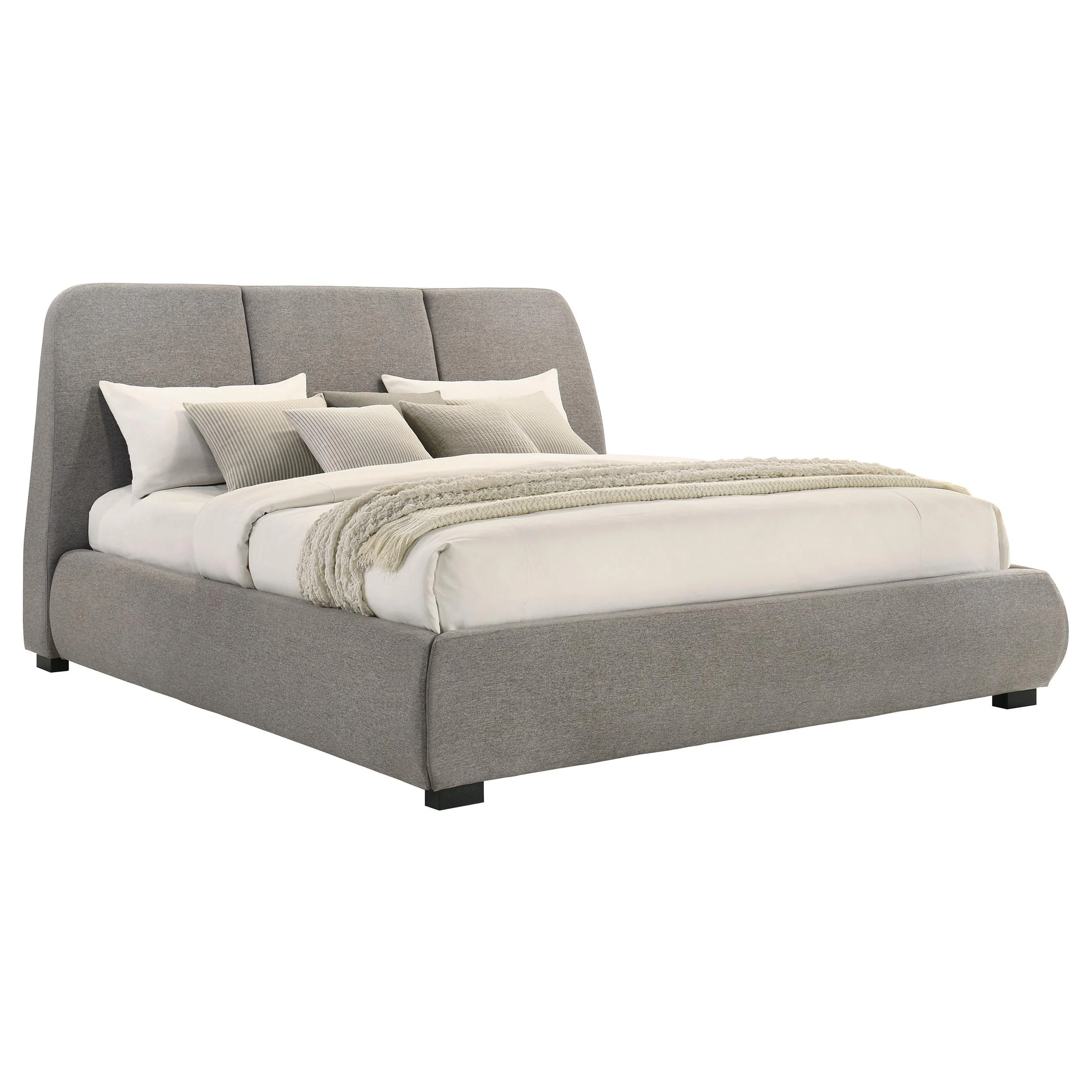 Mokena 46-inch Upholstered Eastern King Platform Bed Taupe - Image 3
