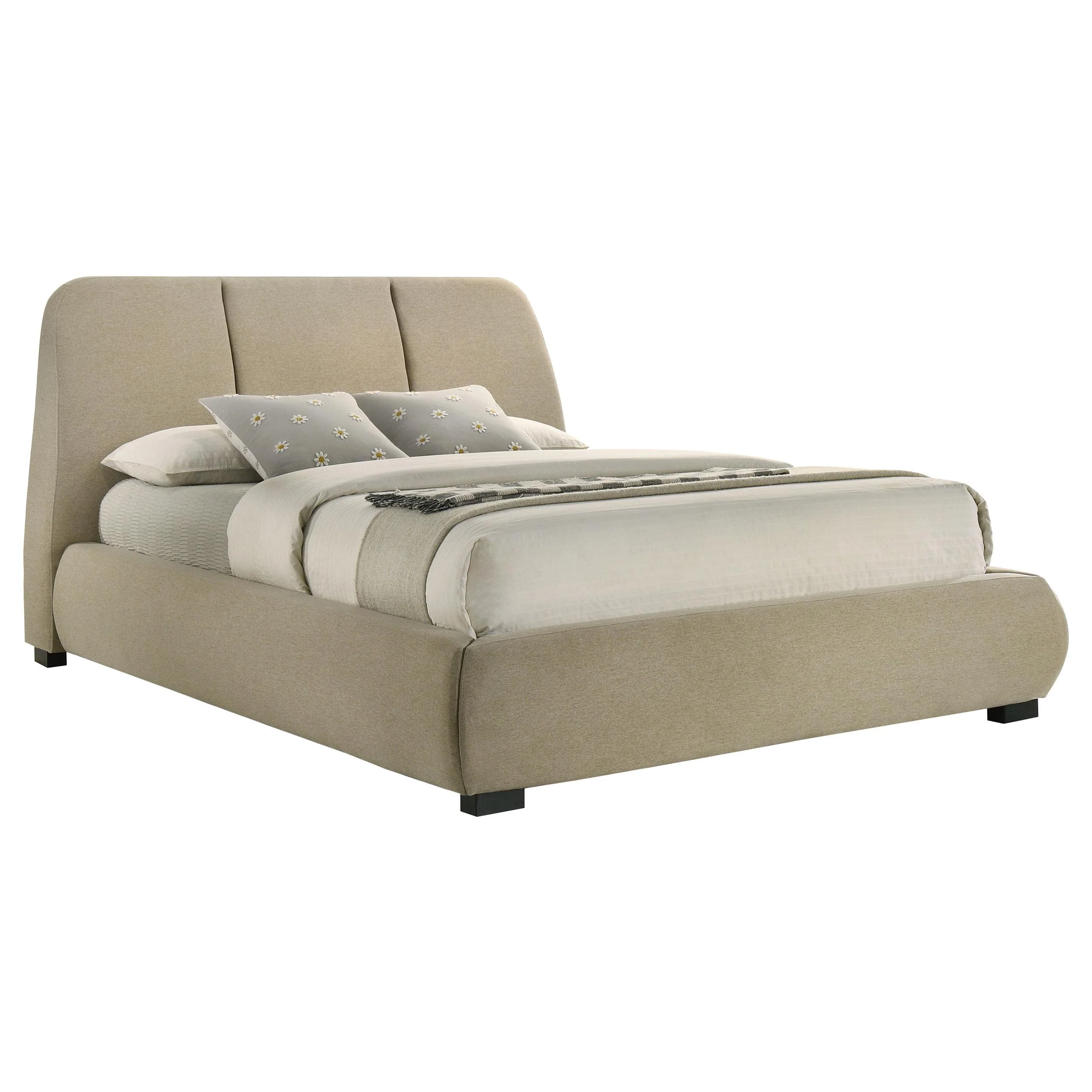 Mokena 46-inch Upholstered Queen Platform Bed Brown - Image 3