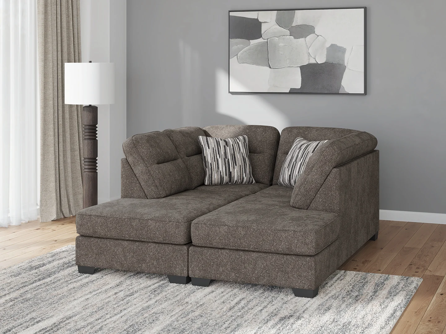 Olten Graphite Chenille 2-Piece Super Chaise - Image 1