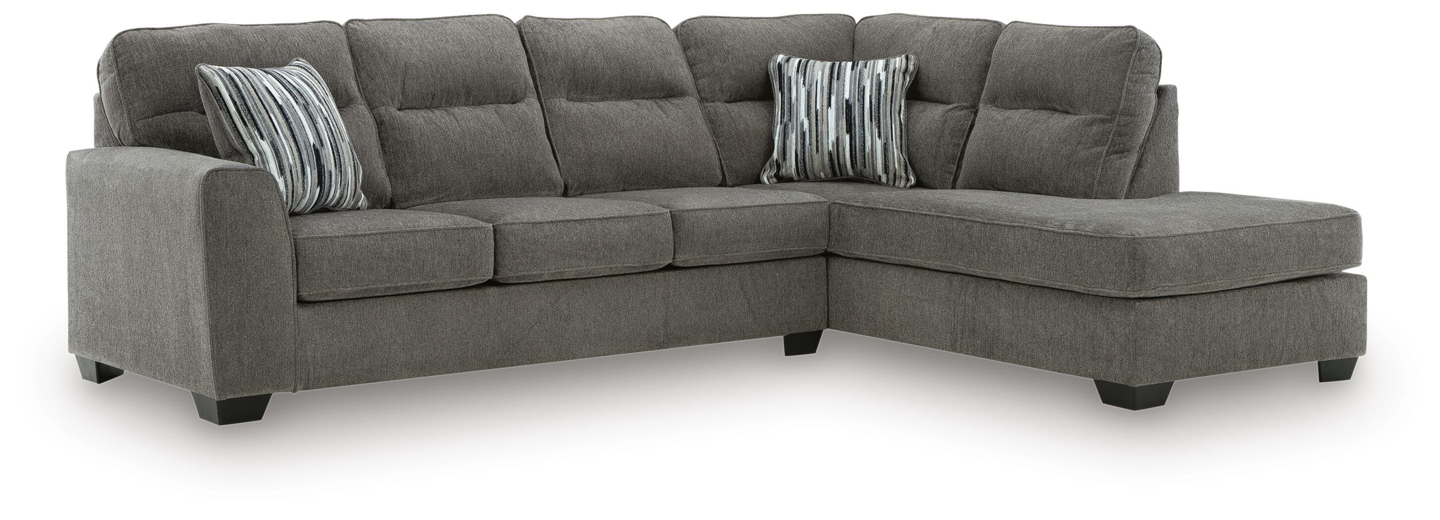 Olten Graphite Chenille 2-Piece Sectional with Chaise - Image 2