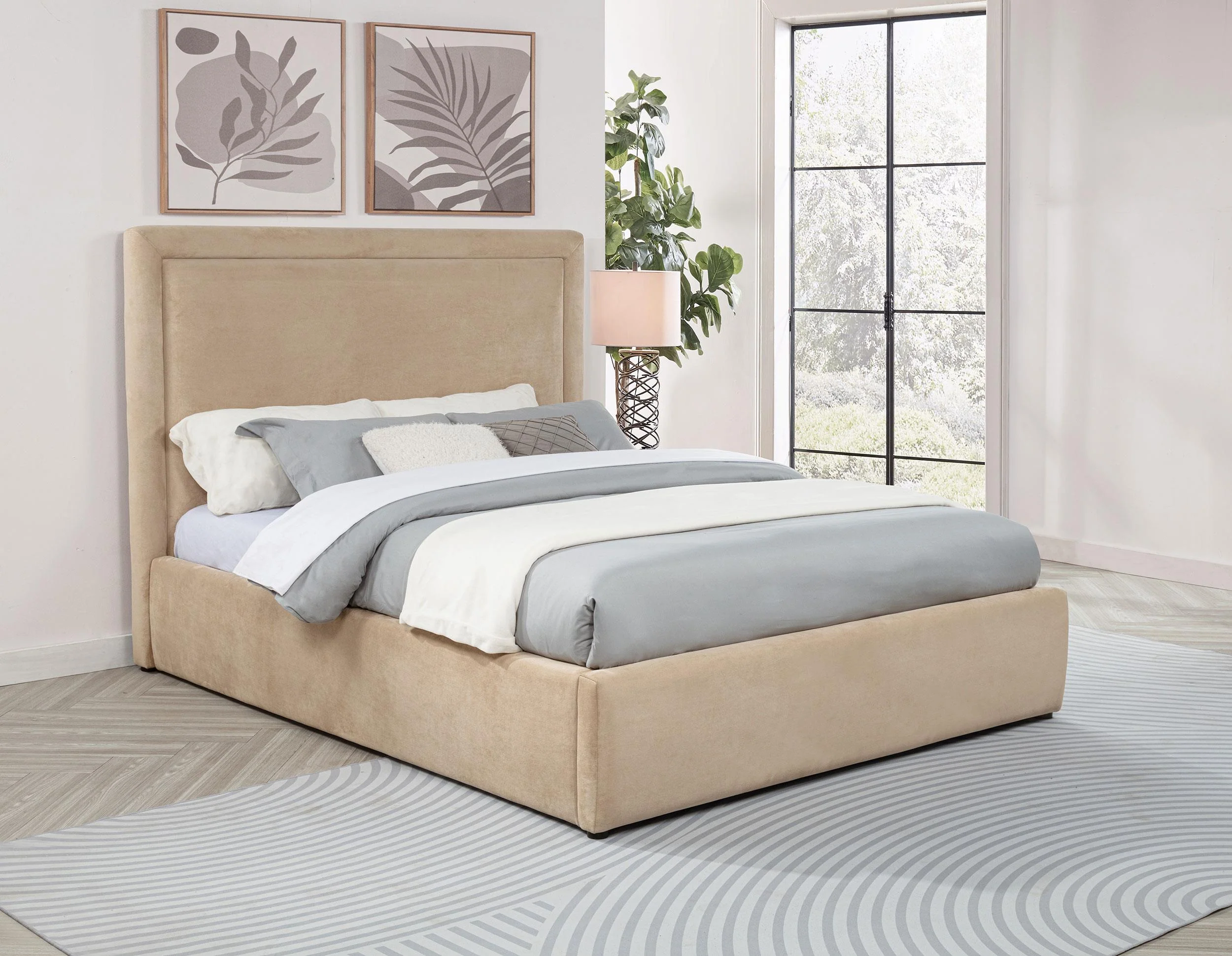 Lawson 55-inch Upholstered Full Platform Bed Light Saddle - Image 2
