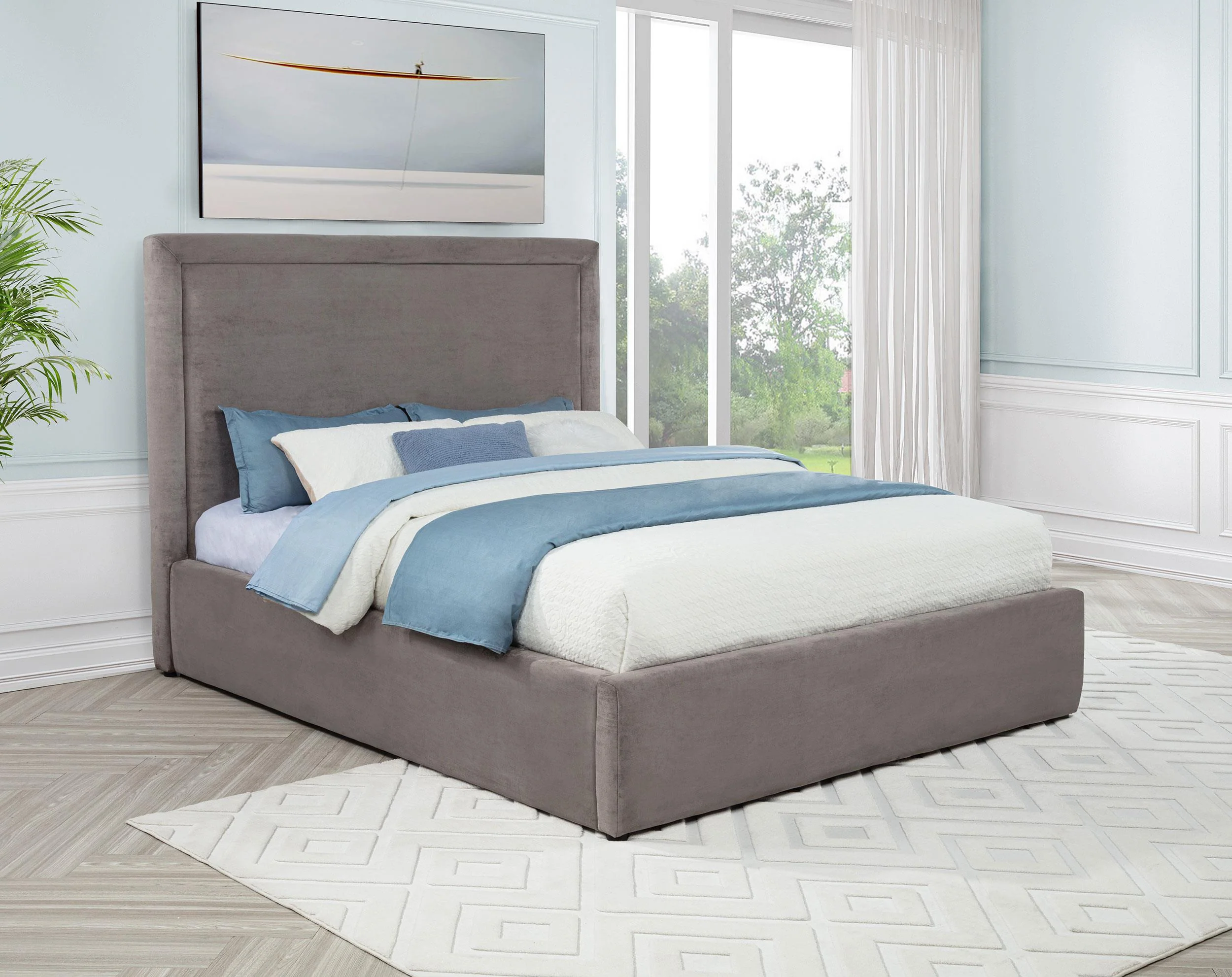 Lawson 55-inch Upholstered Full Panel Platform Bed Mushroom - Image 2