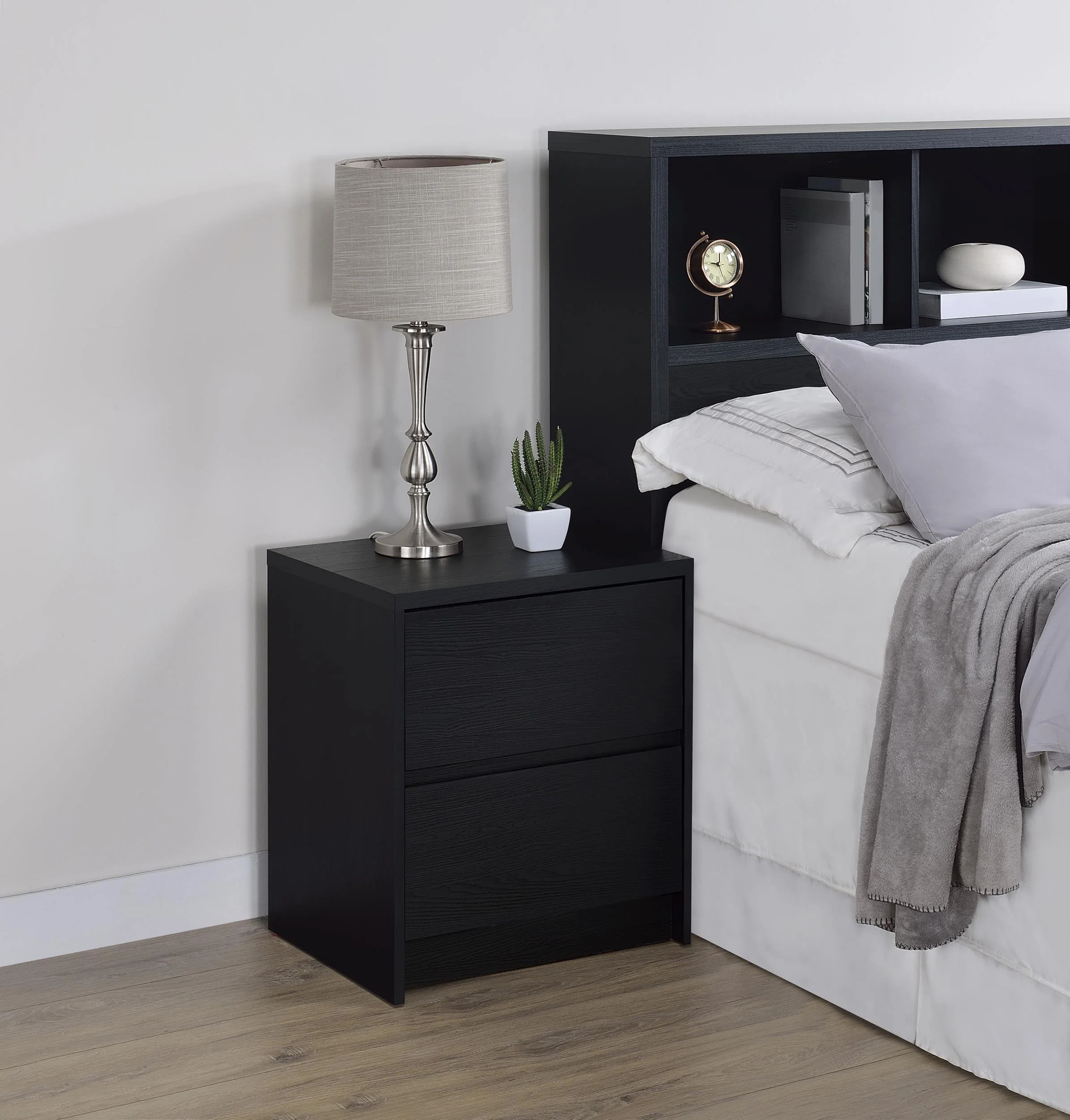 Westpark 2-drawer Nightstand LED Lights and USB Black - Image 2