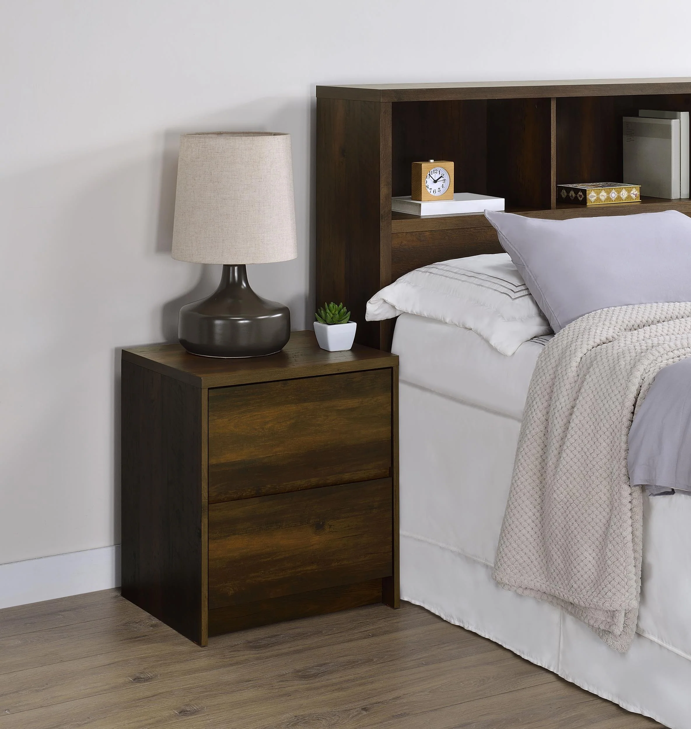 Westpark 2-drawer Nightstand LED Lights and USB Dark Pine - Image 2