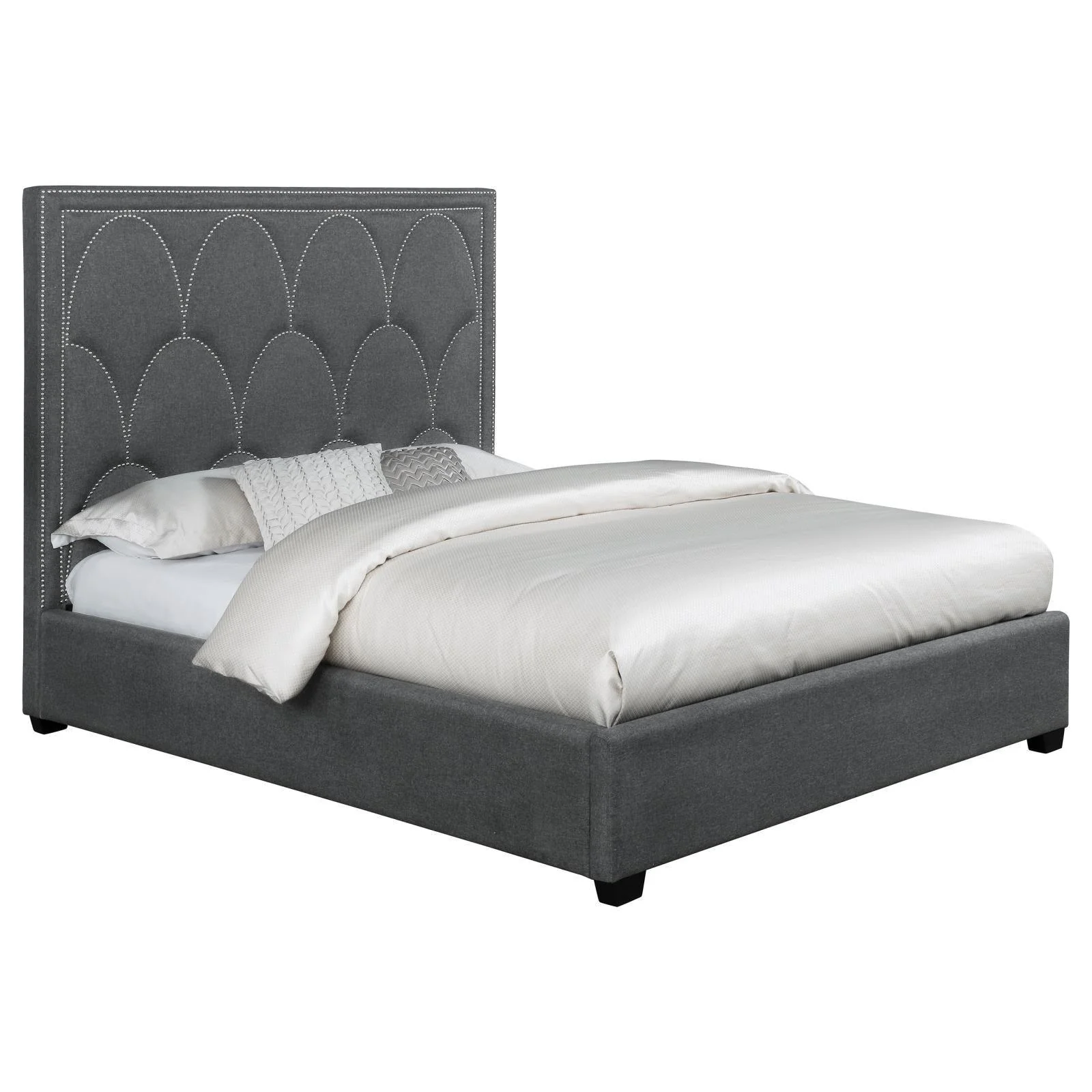 Bowfield Upholstered Bed With Nailhead Trim Charcoal - Image 3