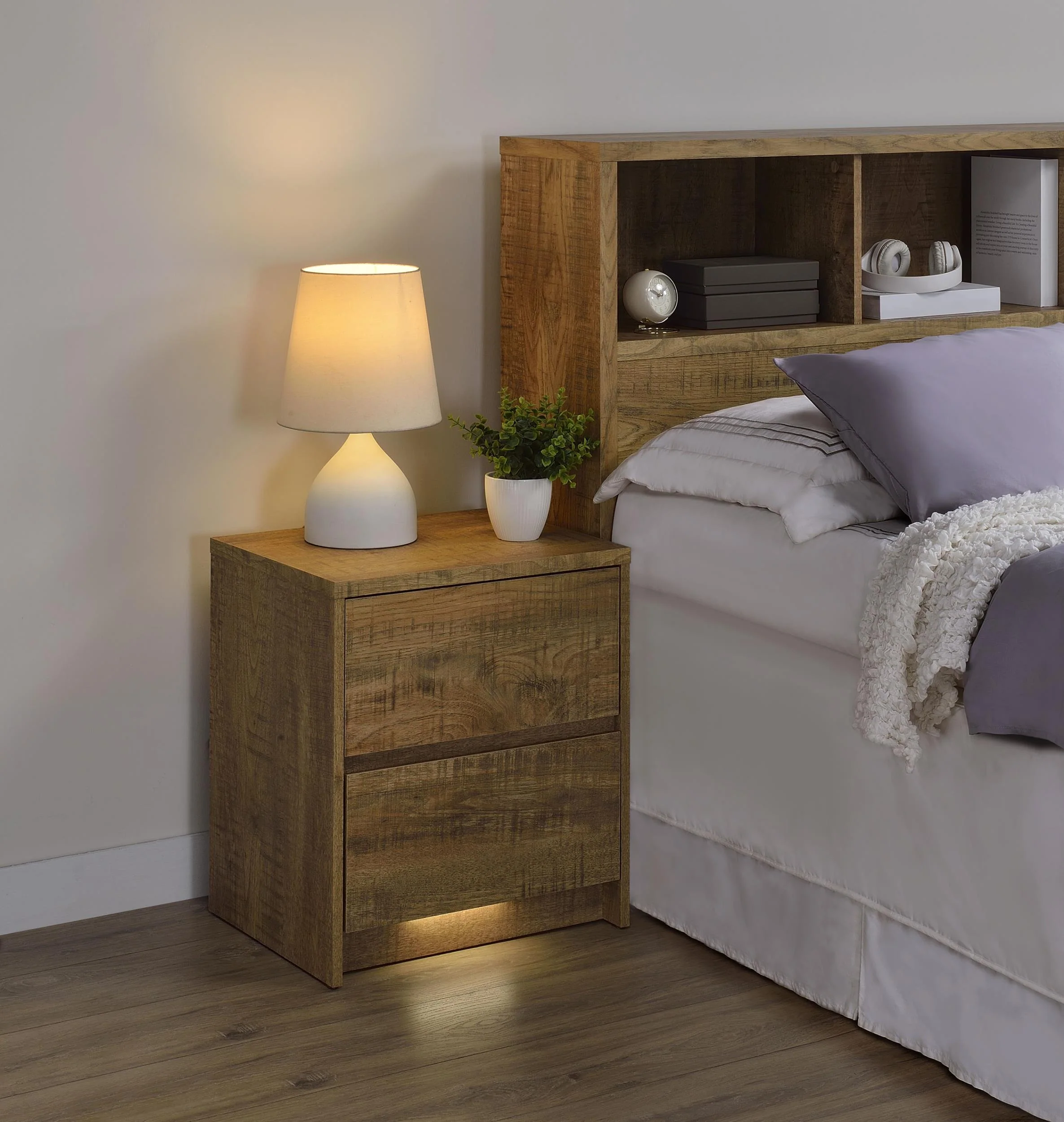 Westpark 2-drawer Nightstand LED Lights and USB Mango - Image 3