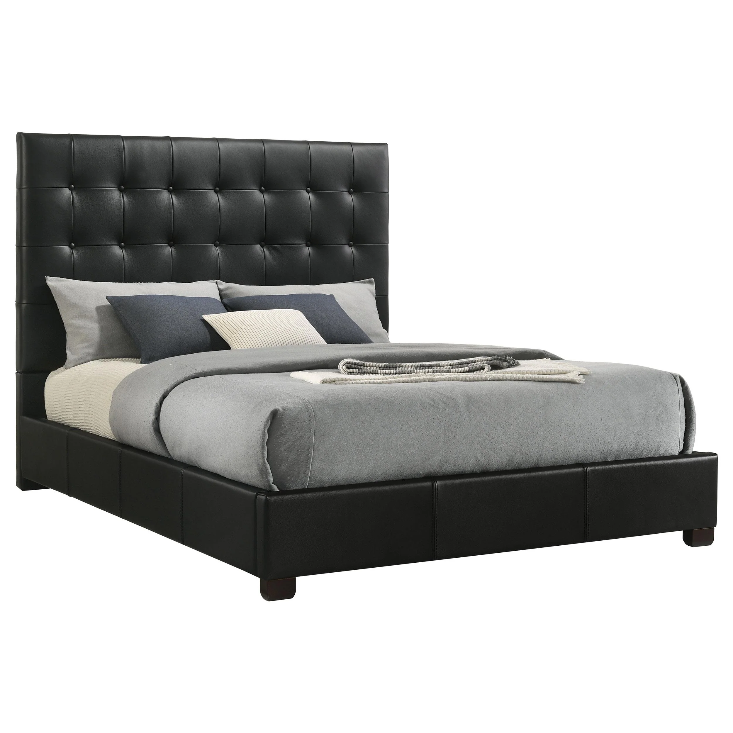 Medley Genuine Leather Eastern King Platform Bed Black - Image 3
