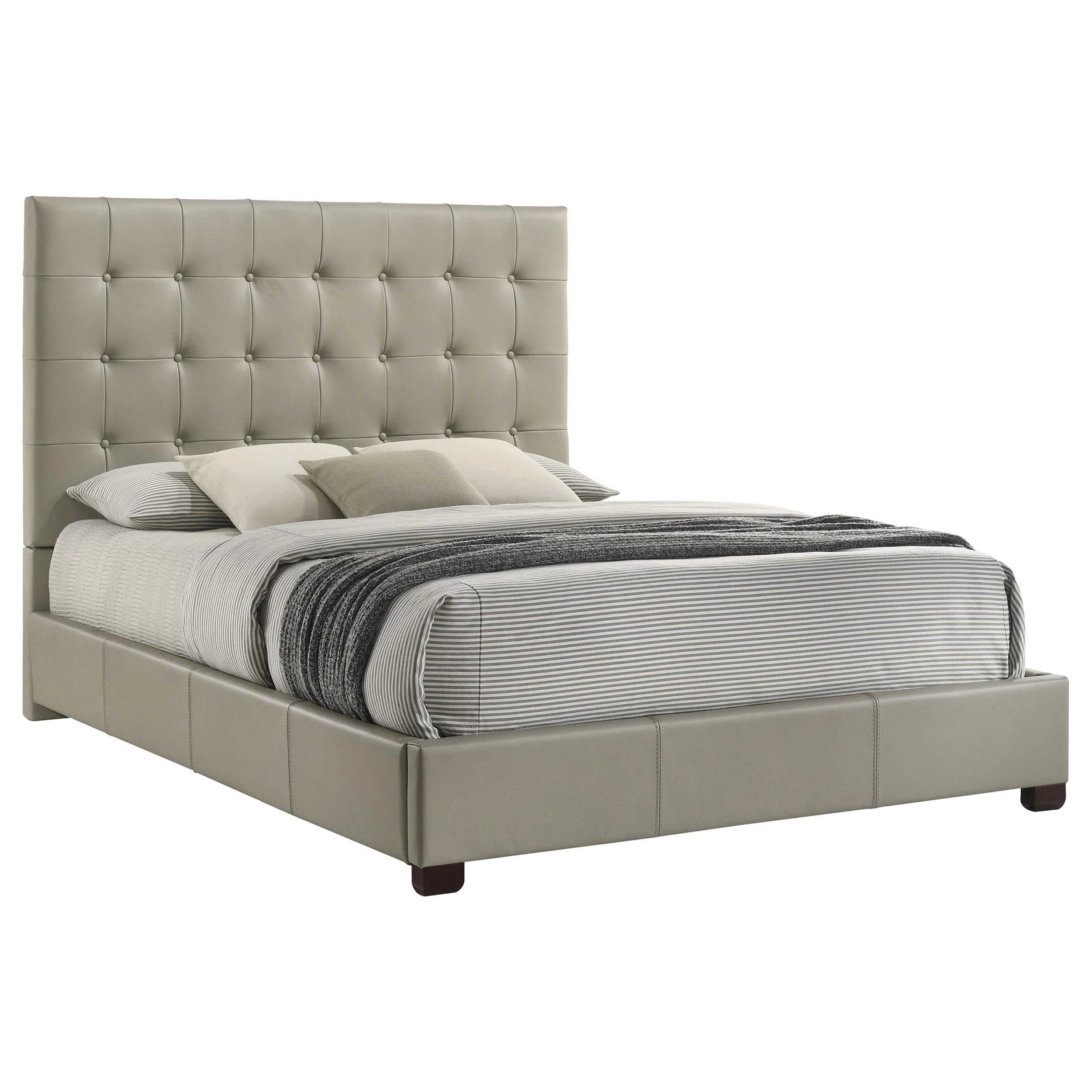 Medley Genuine Leather Queen Panel Platform Bed Tan - Image 3