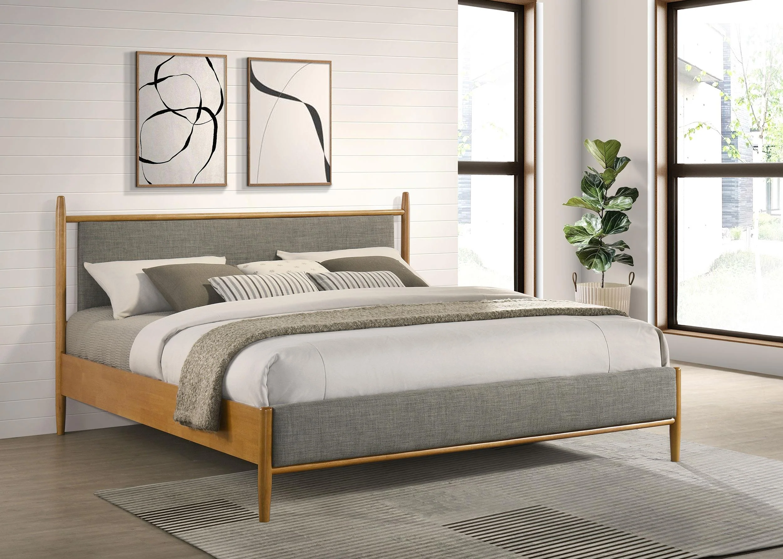 Mason 46-inch Eastern King Panel Platform Bed Light Brown - Image 2