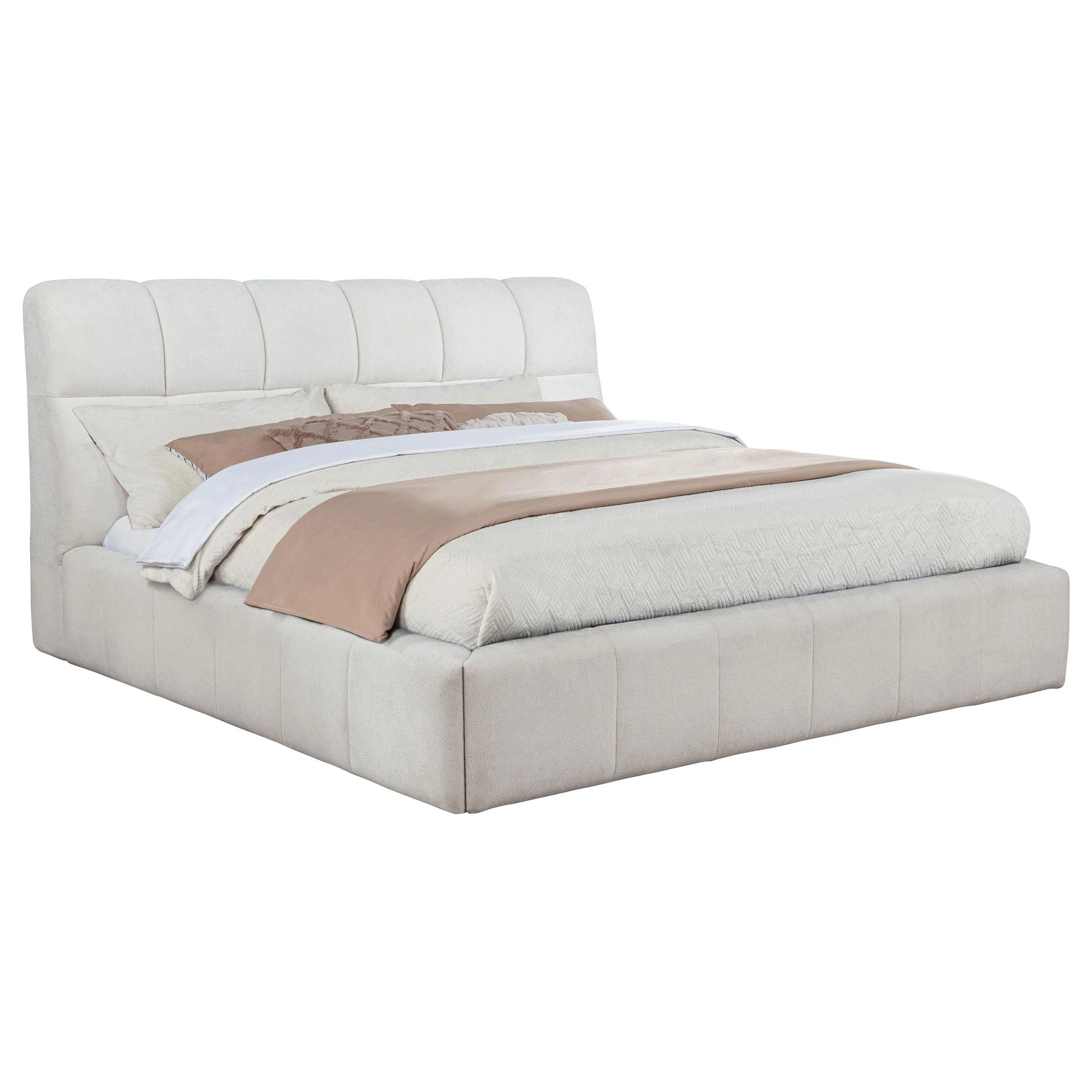 Nollet 48-inch Upholstered Queen Panel Platform Bed Cream - Image 3