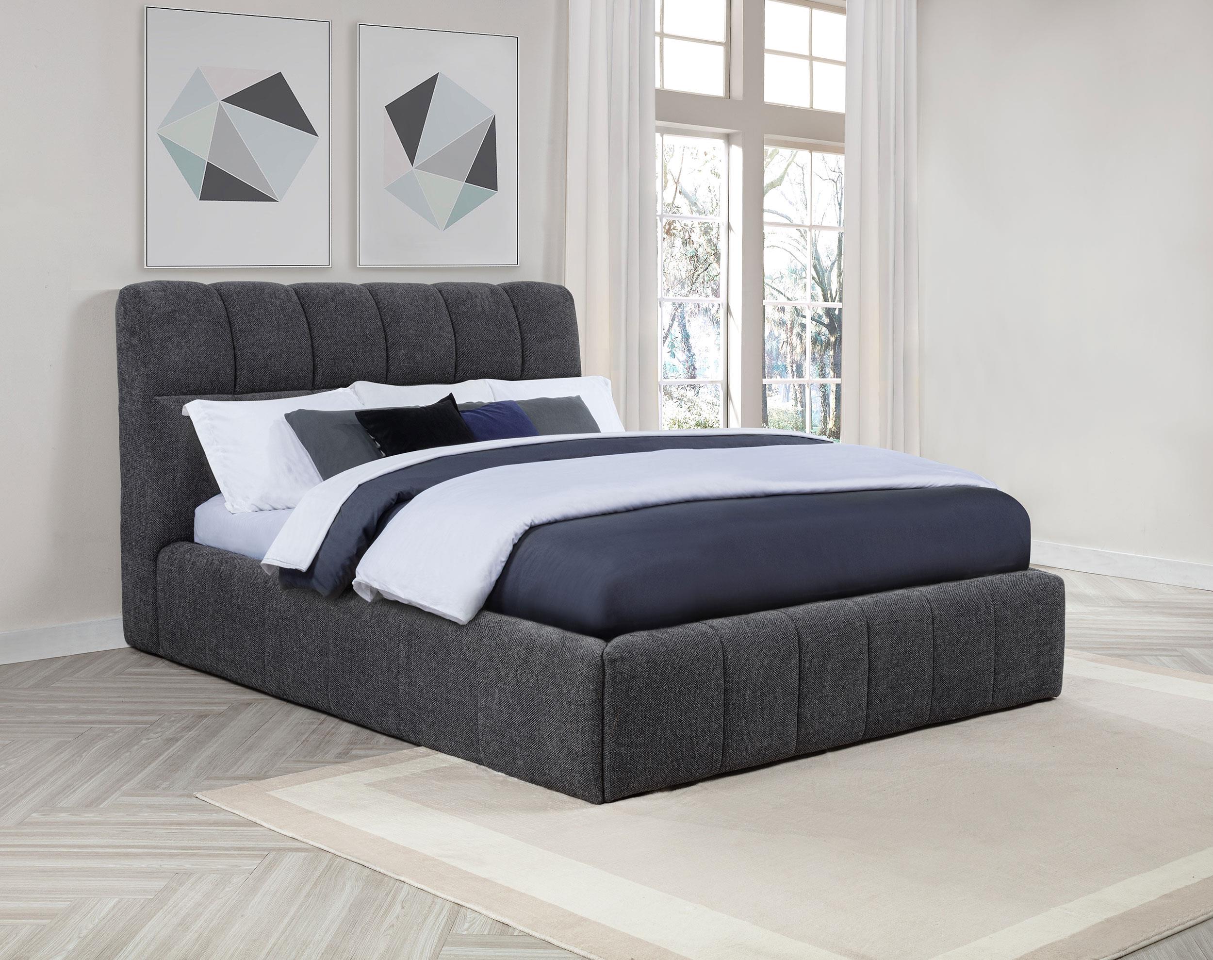 Nollet 48-inch Upholstered Eastern King Platform Bed Grey - Image 2