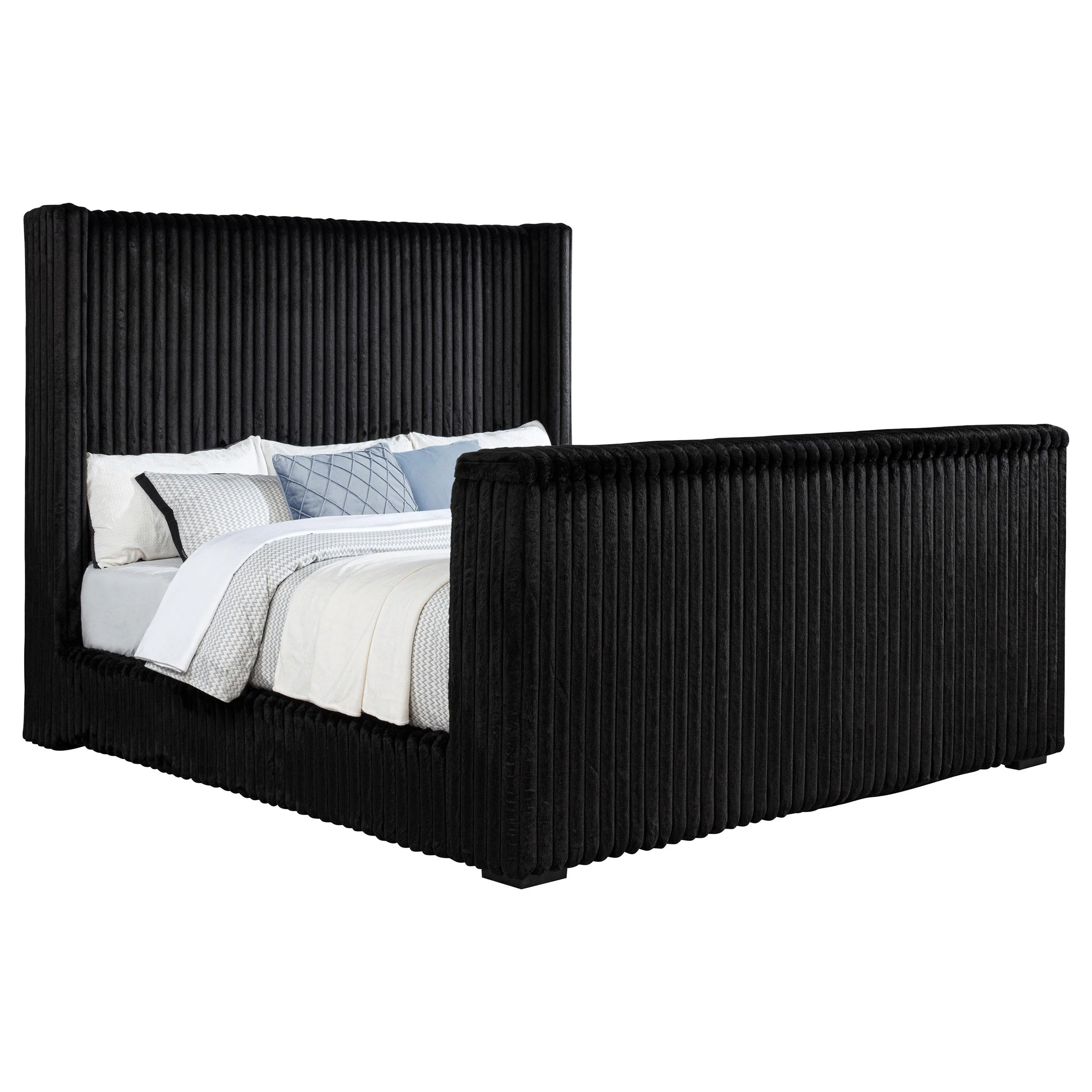 Centergrove Upholstered Queen Wingback TV Bed Black - Image 3