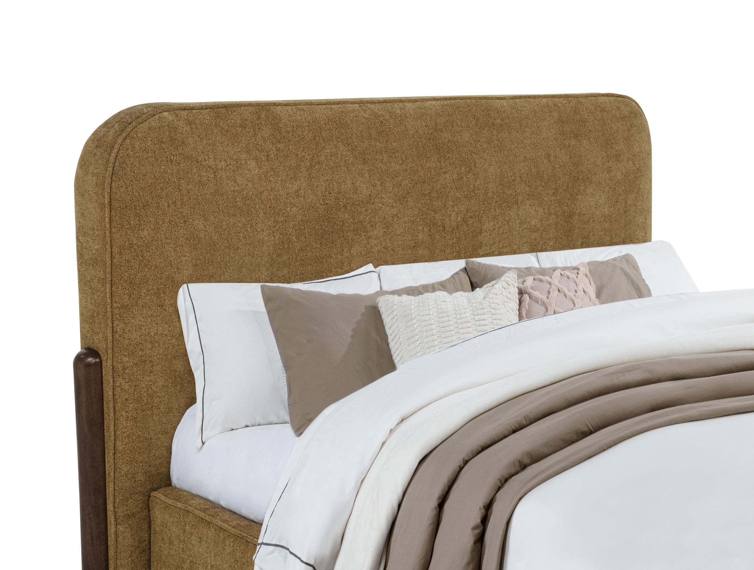 Baldacci Upholstered Eastern King Platform Bed Curry and Walnut - Image 3