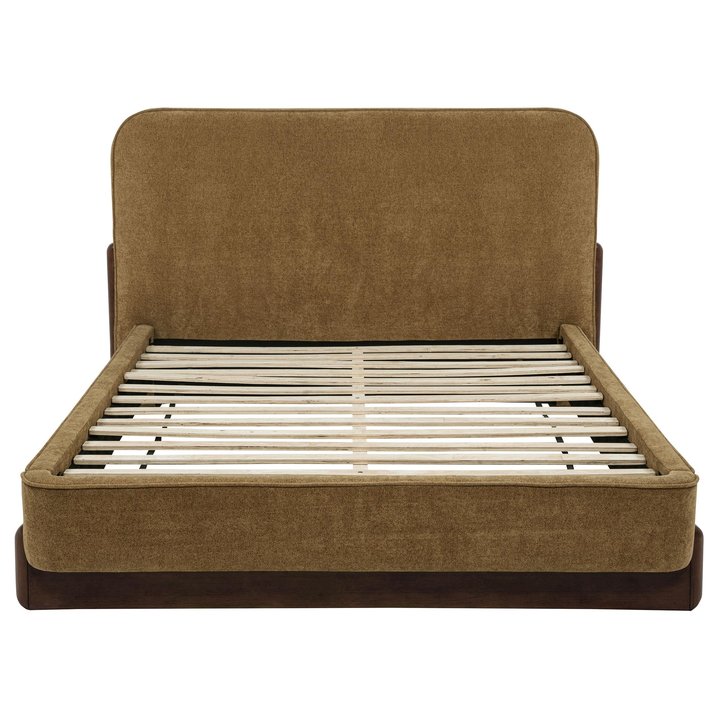 Baldacci Upholstered Queen Platform Bed Curry and Walnut - Image 2