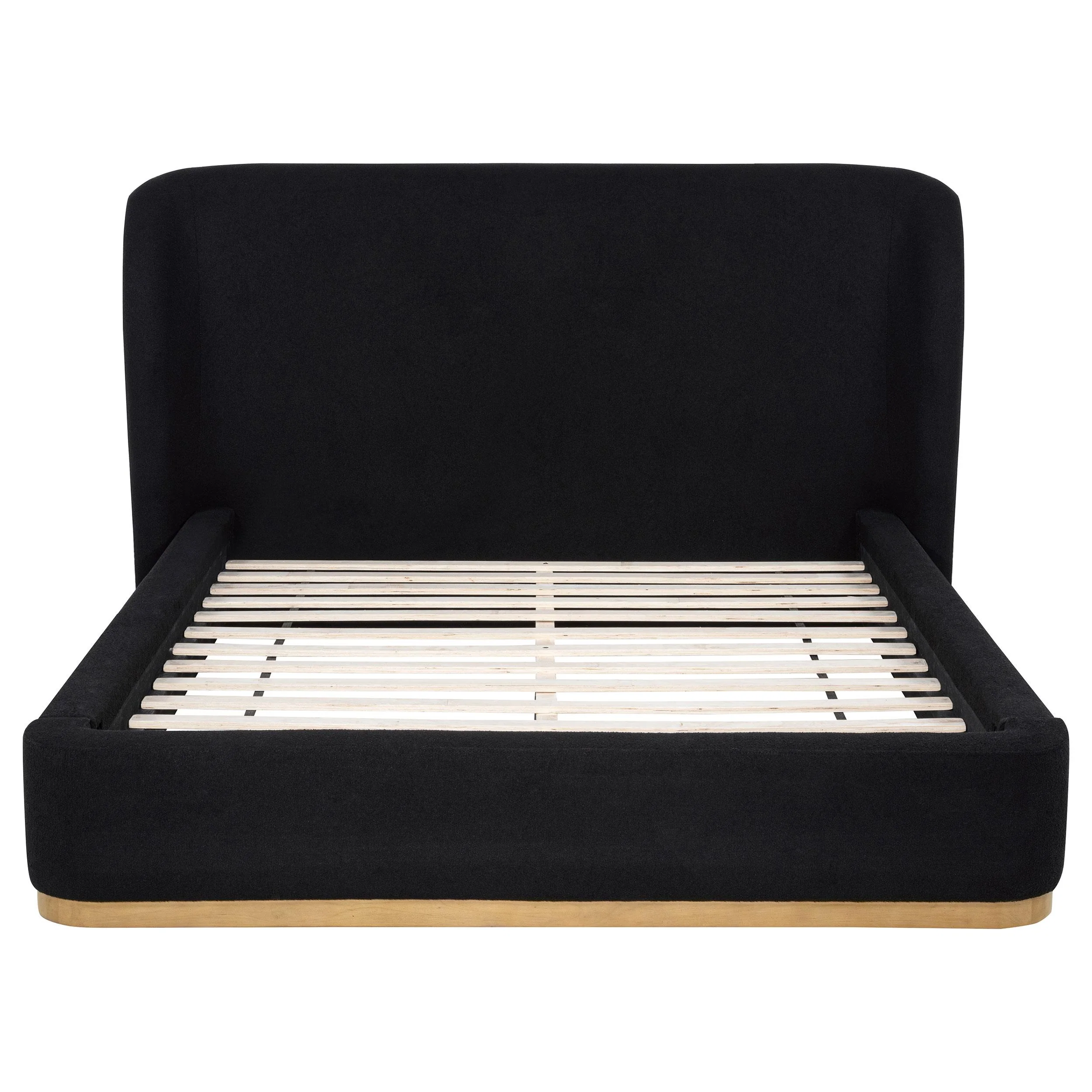 Blaire Upholstered Queen Wingback Platform Bed Black - Image 2