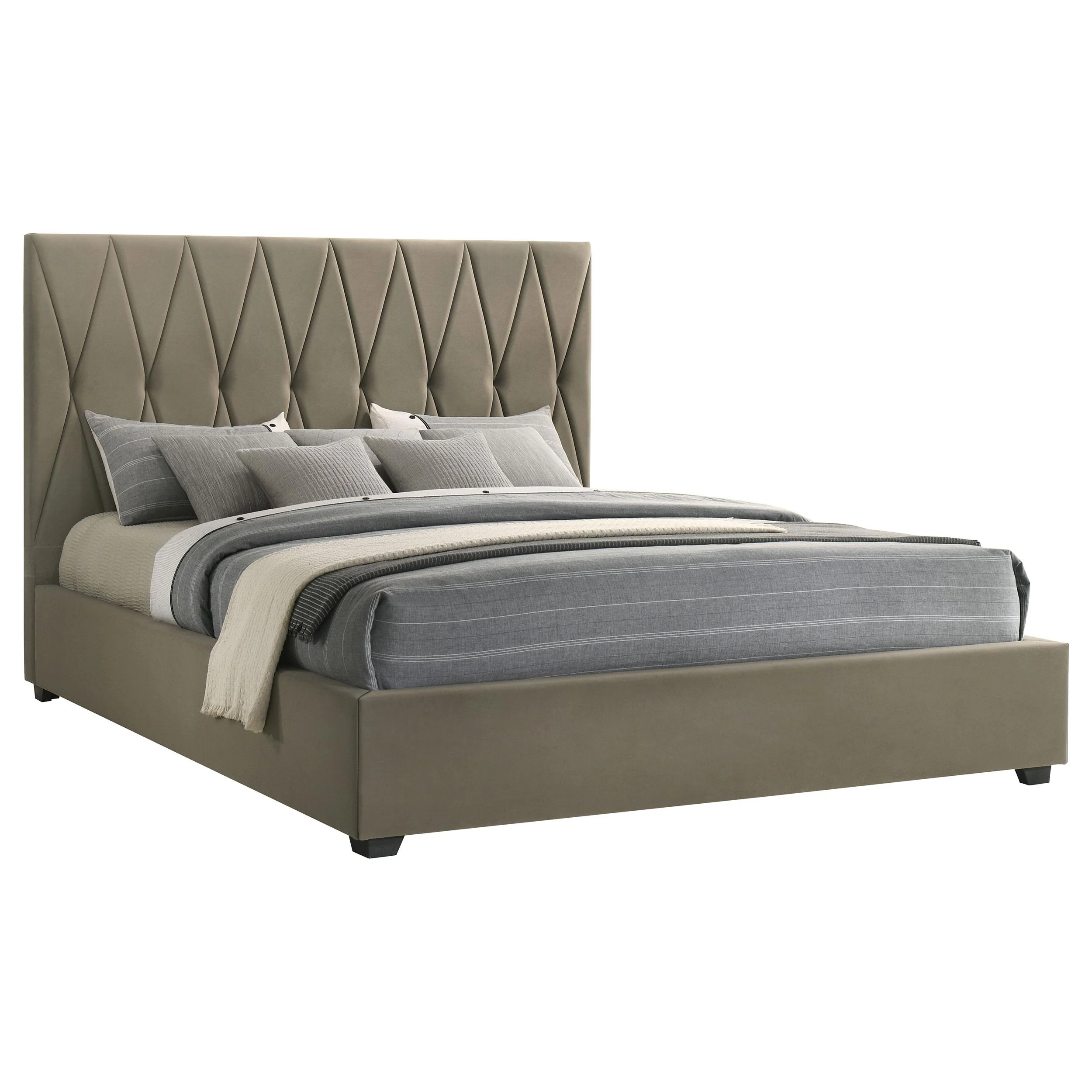 Delsea Upholstered Eastern King Platform Bed Light Brown - Image 3