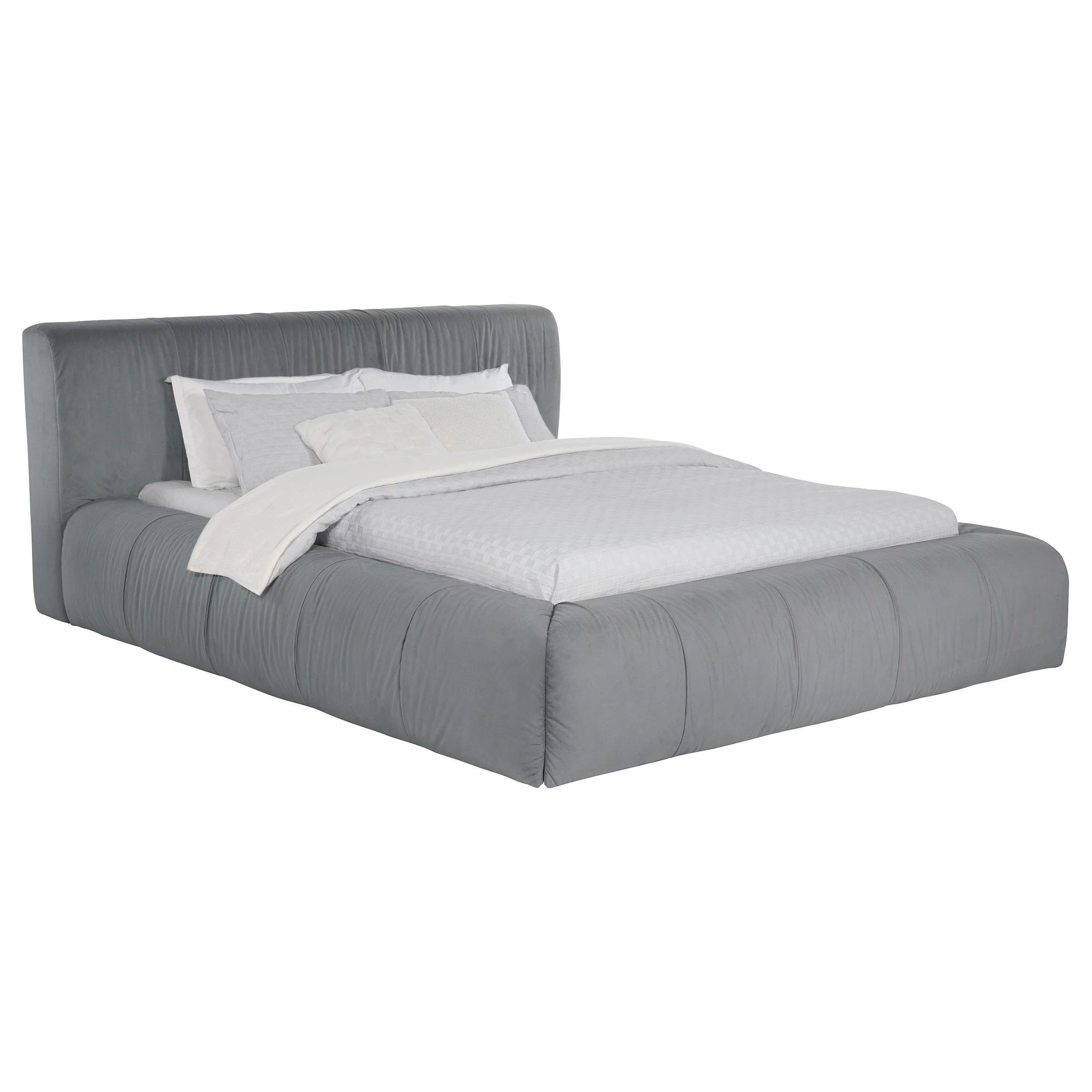 Wilshire Upholstered Queen Platform Bed Grey - Image 3
