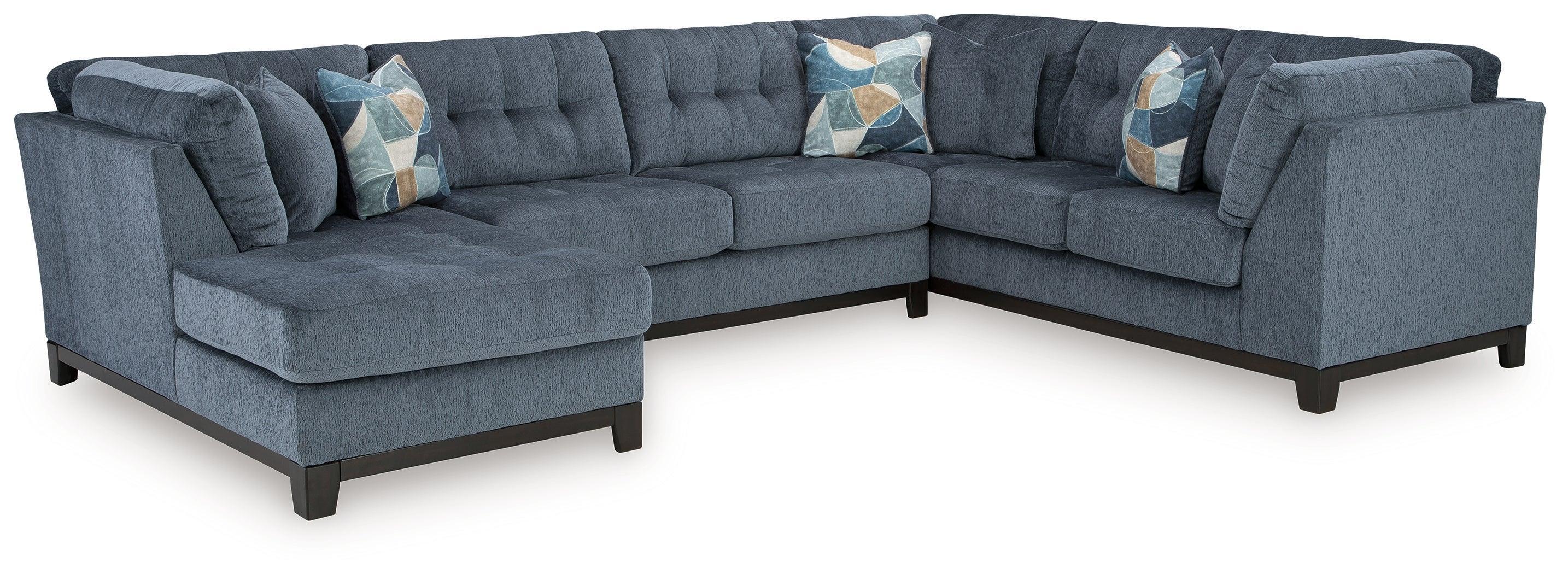 Maxon Place Navy Chenille 3-Piece Sectional with Chaise - Image 2