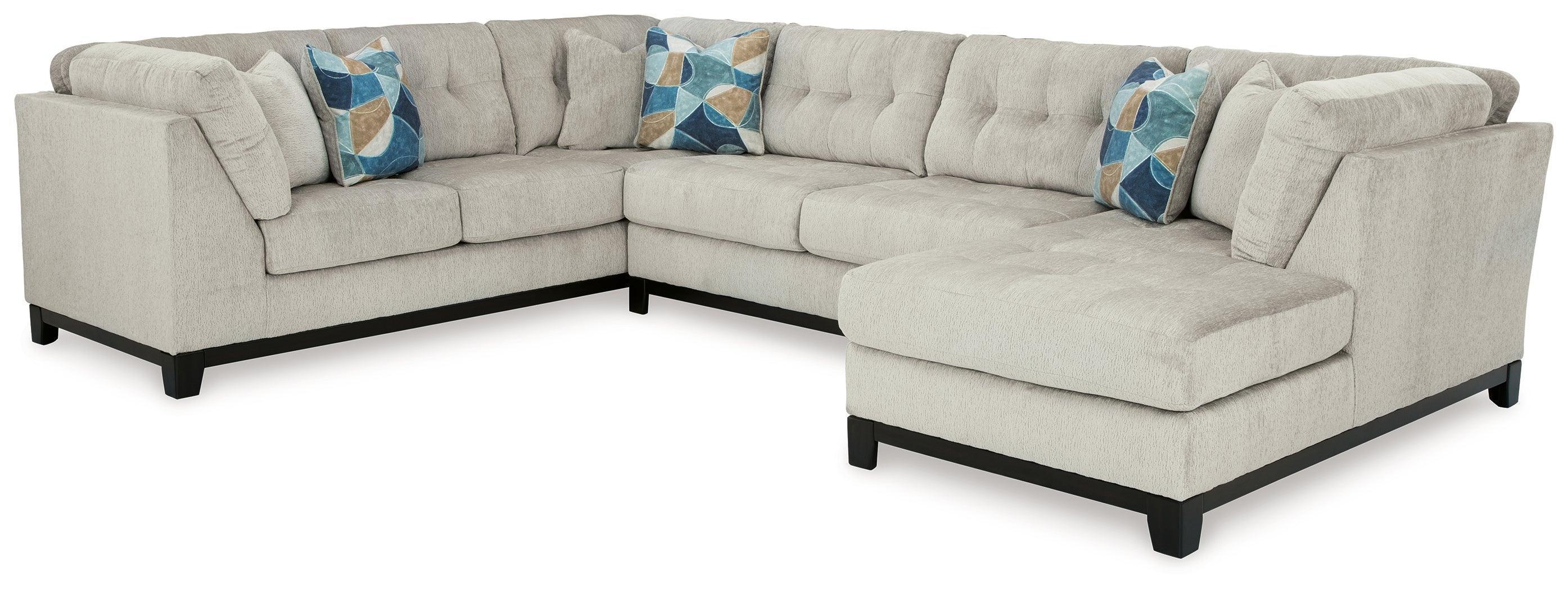 Maxon Place Stone Chenille 3-Piece Sectional with Chaise - Image 2