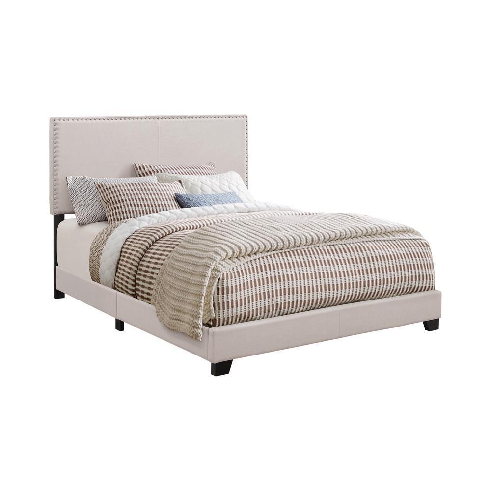 Boyd Queen Upholstered Bed With Nailhead Trim Ivory - Image 2