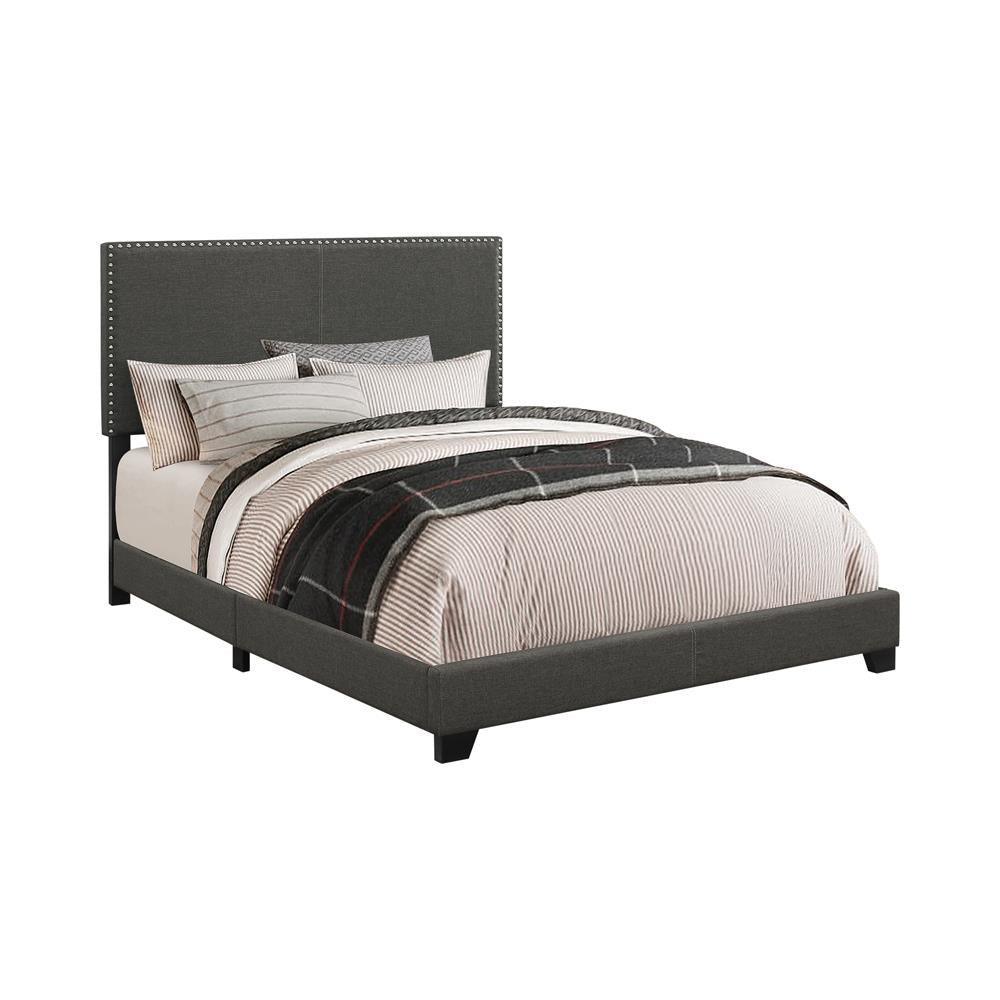 Boyd Twin Upholstered Bed With Nailhead Trim Charcoal - Image 2