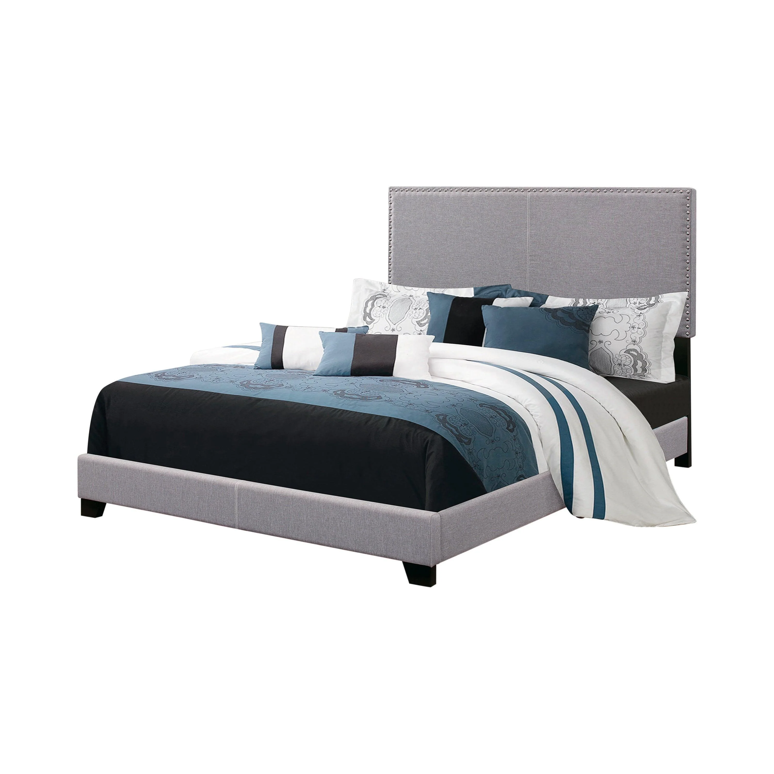 Boyd Queen Upholstered Bed With Nailhead Trim Charcoal - Image 2