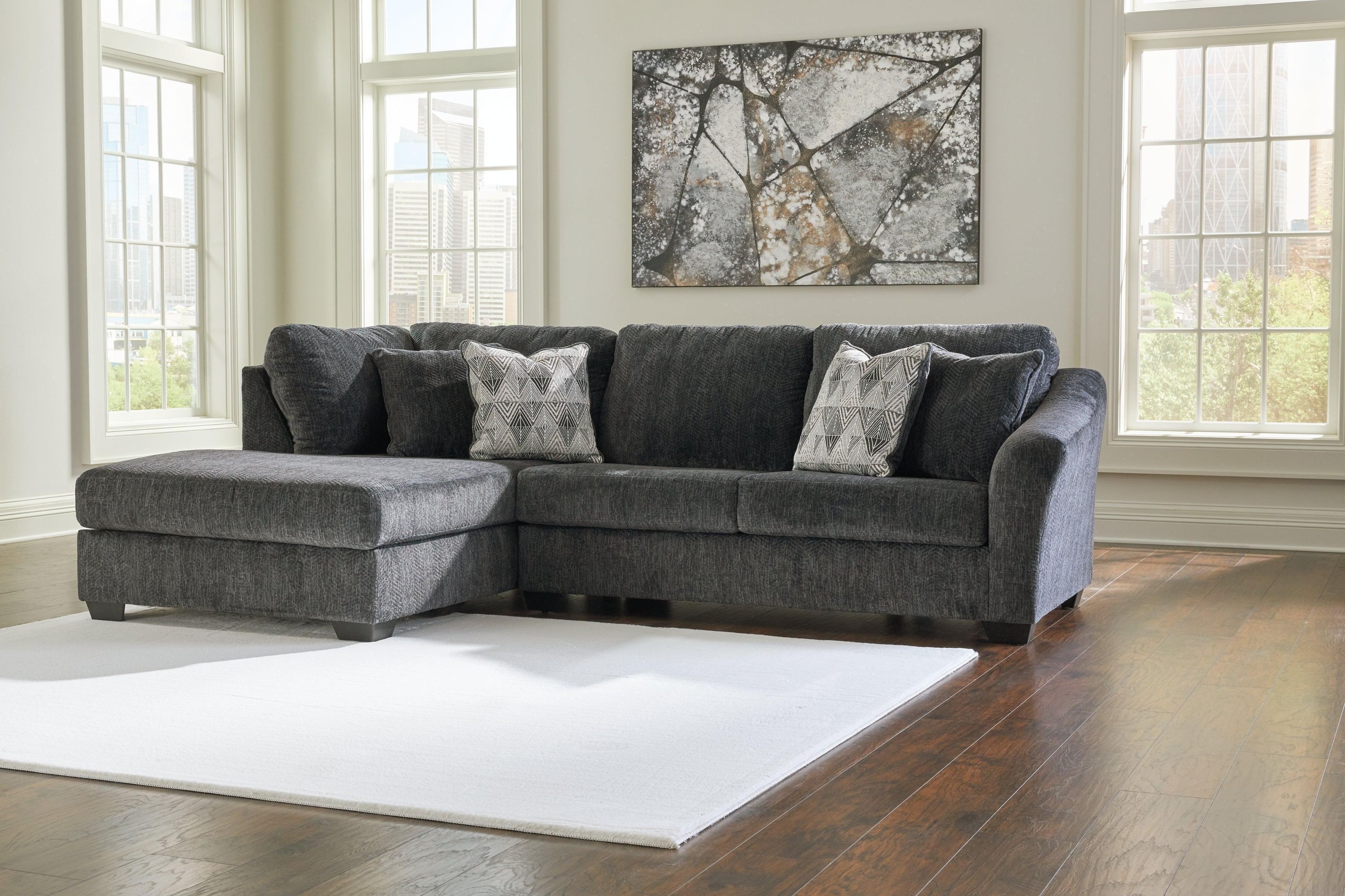 Biddeford Ebony Velvet 2-Piece Sleeper Sectional With Chaise - Image 3