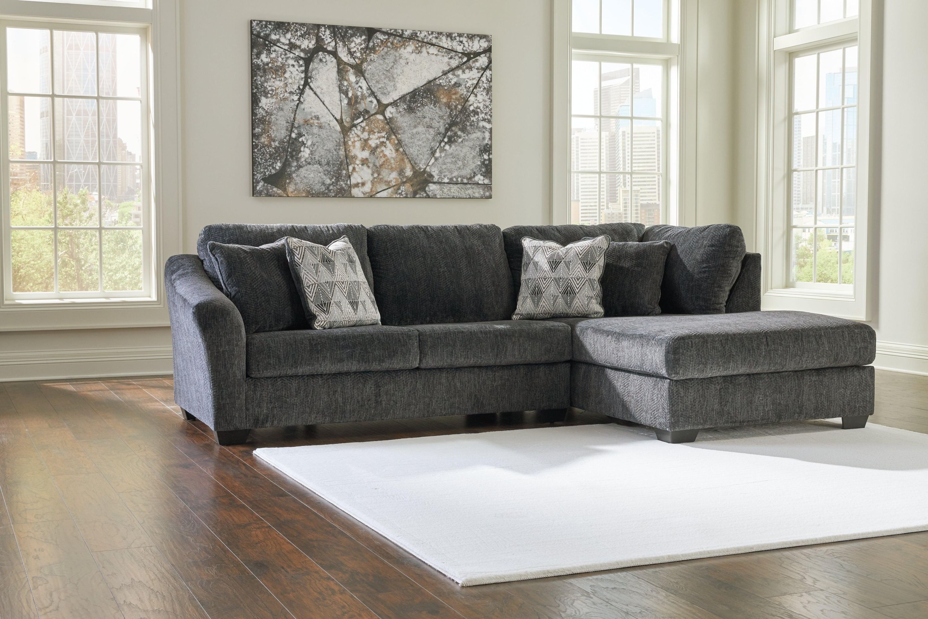Biddeford Ebony 2-Piece Sleeper Sectional With Chaise - Image 3
