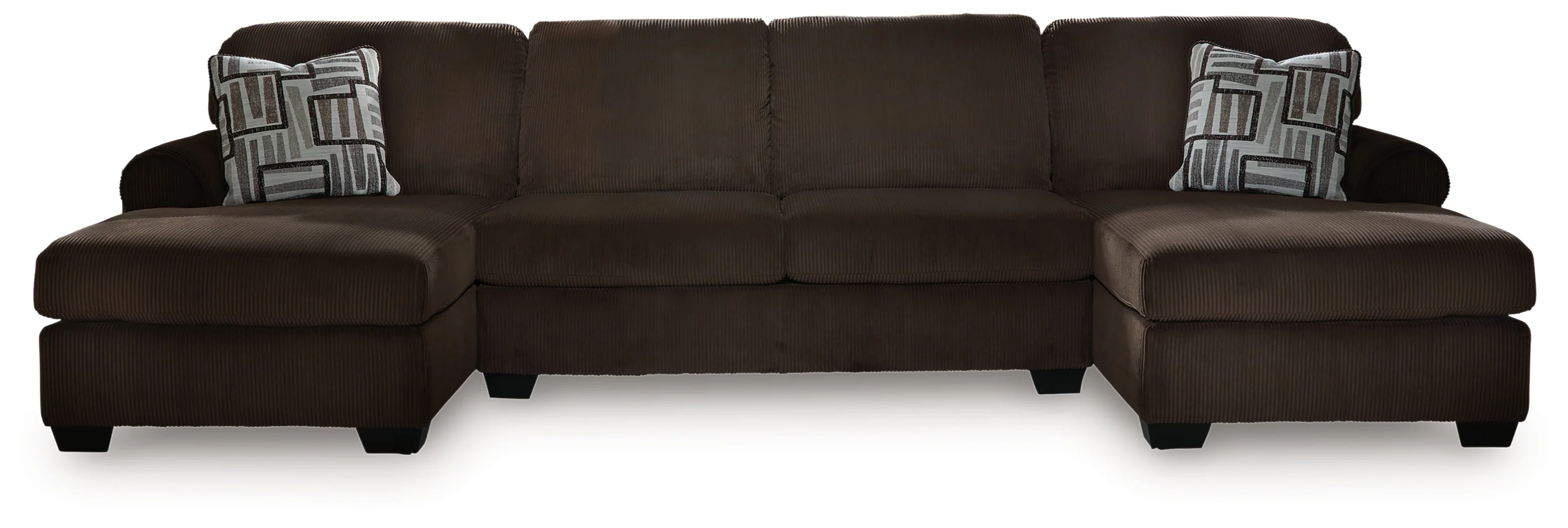 Kimlee Chocolate Velvet 3-Piece Sectional with Double Chaise - Image 2