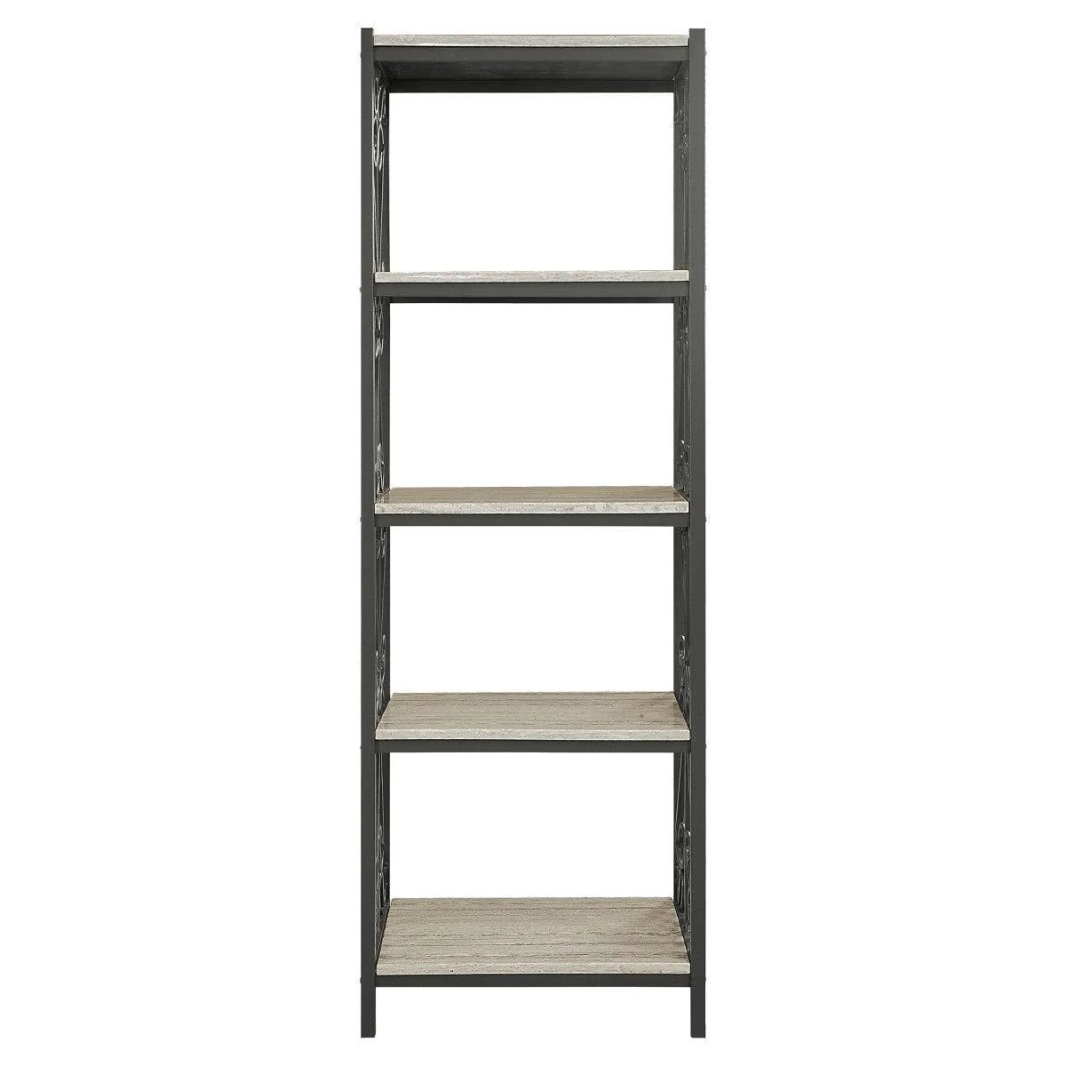 Fairhope Black Faux Marble Side Pier 4 Fixed Faux Marble Shelves