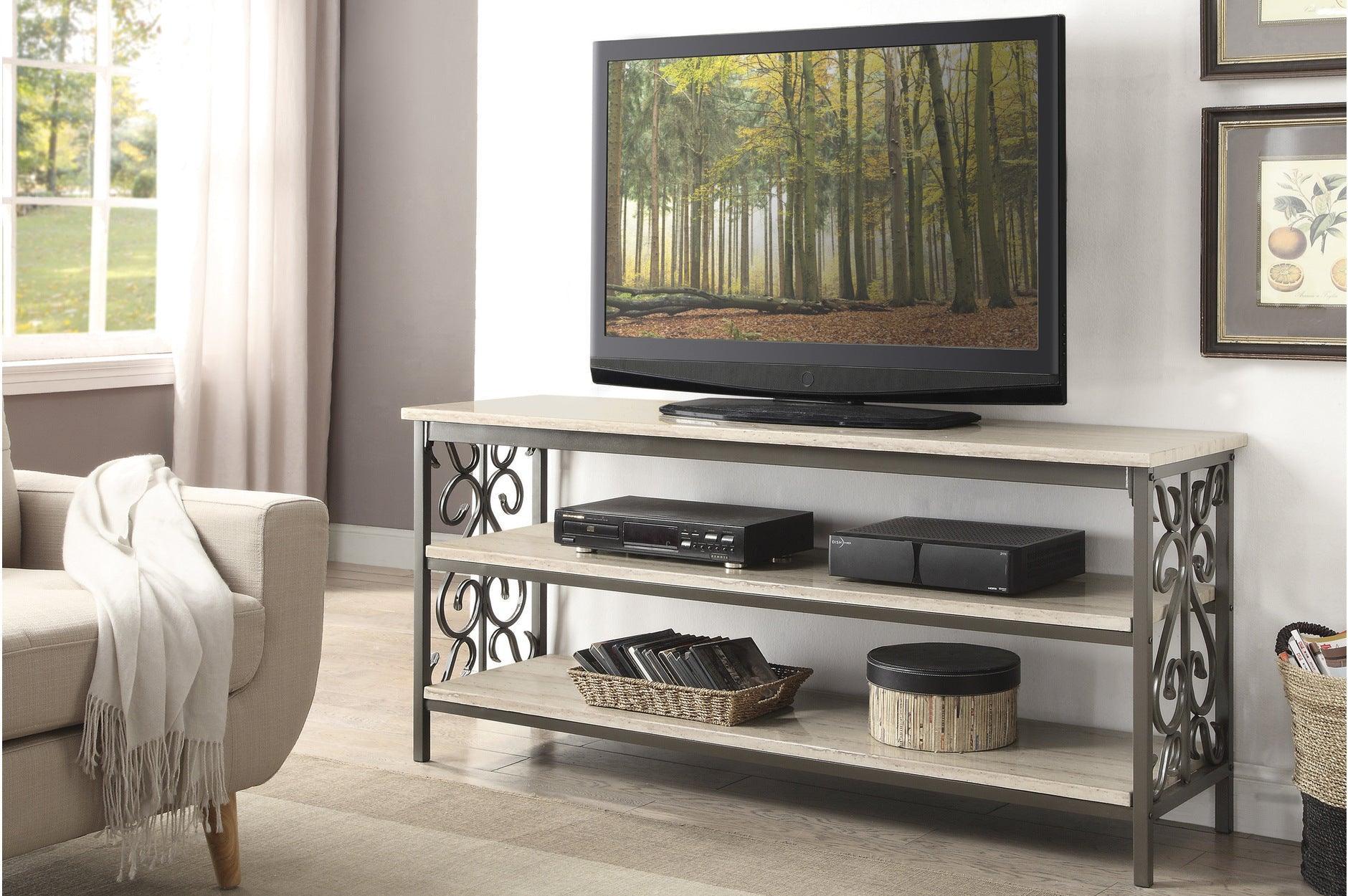 Fairhope Feminine Faux Marble Storage TV Stand Sofa Table - Image 2