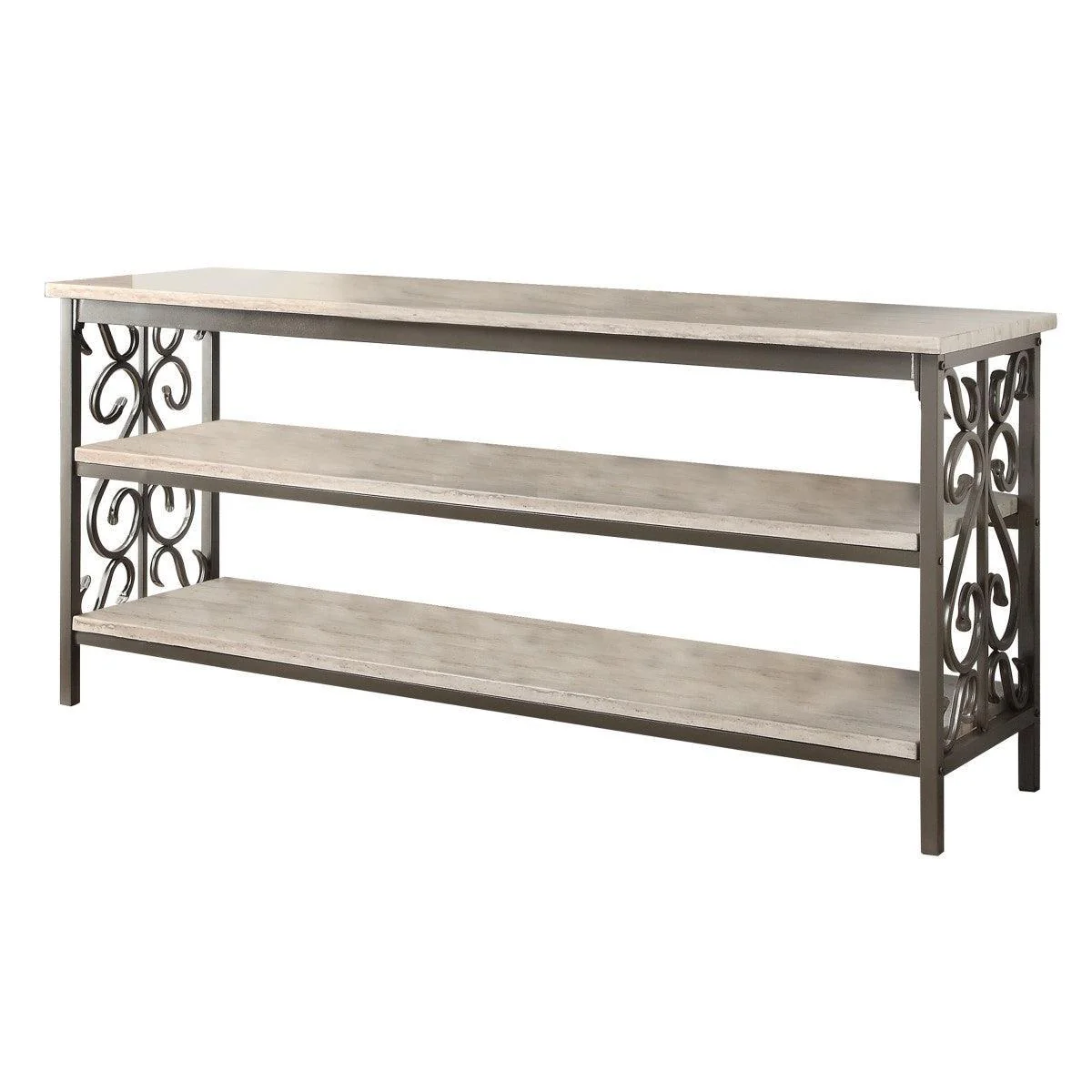 Fairhope Black Faux Marble TV Stand Sofa Table - Image 2