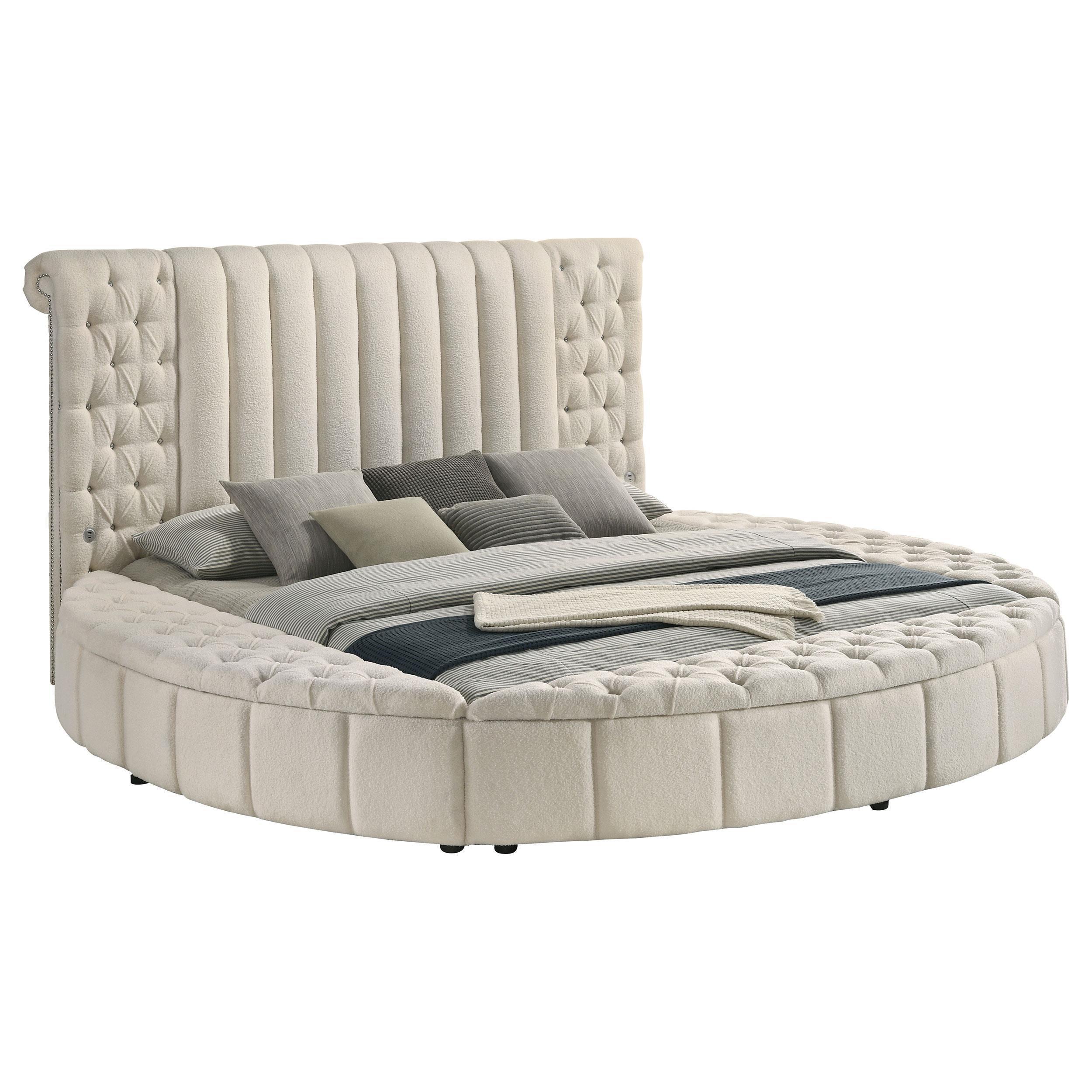 Sonya Upholstered Queen Round Storage Bed Ivory - Image 2