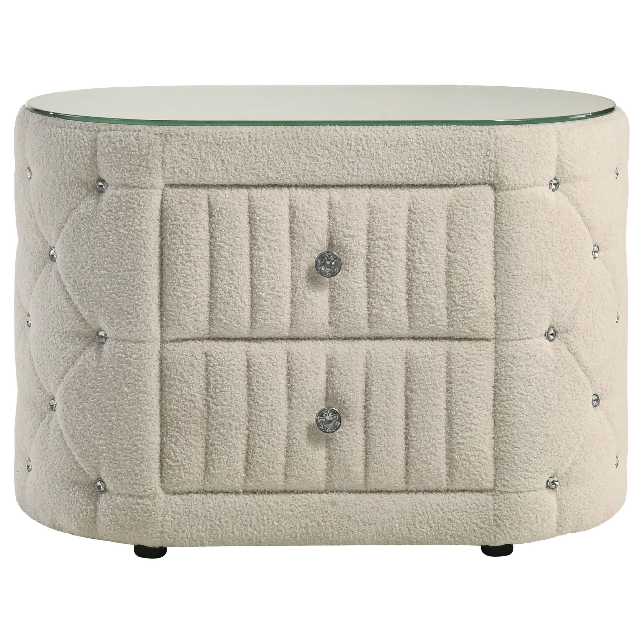 Sonya 2-drawer Upholstered Nightstand Bedside Table Ivory - Image 3