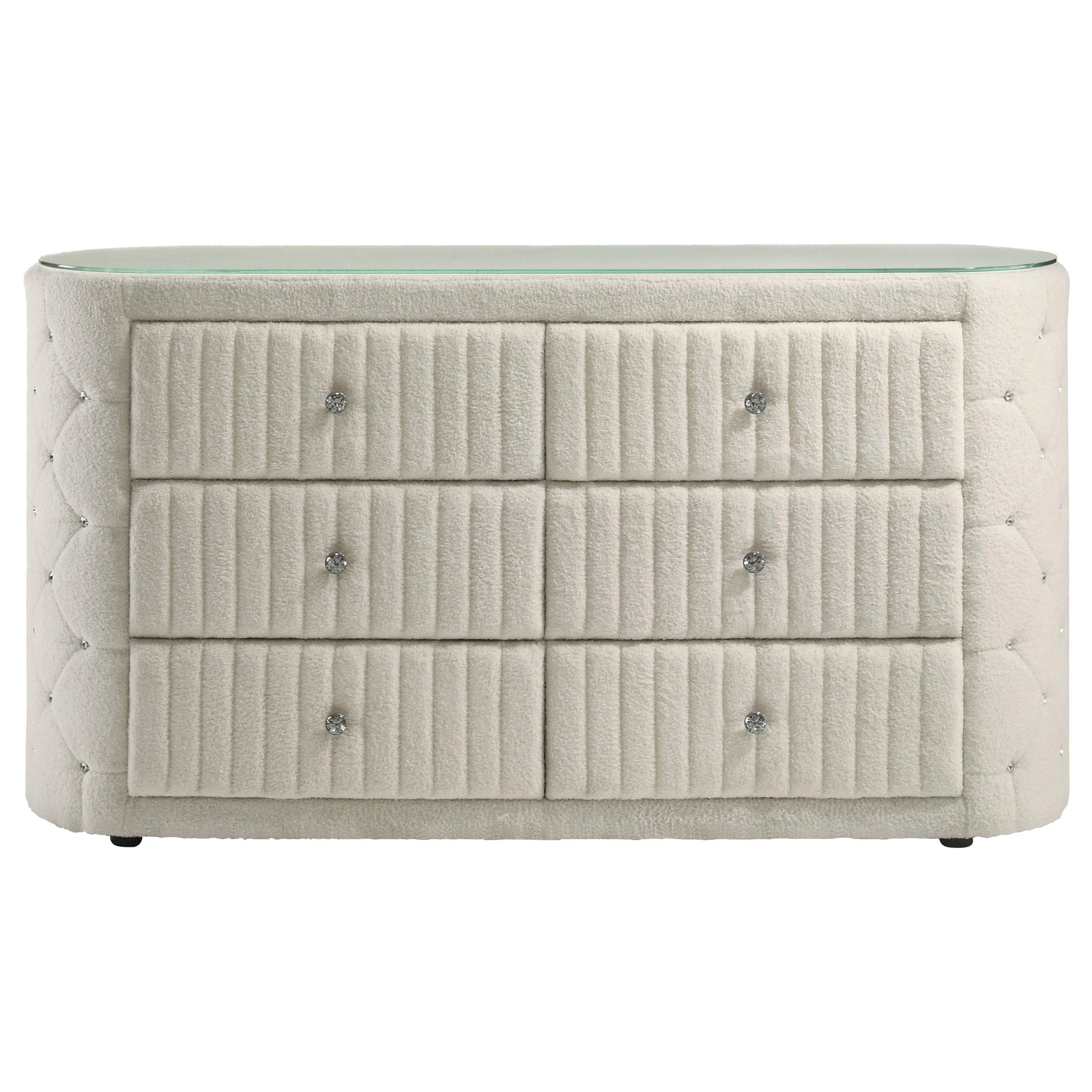 Sonya 6-drawer Upholstered Bedroom Dresser Ivory - Image 3