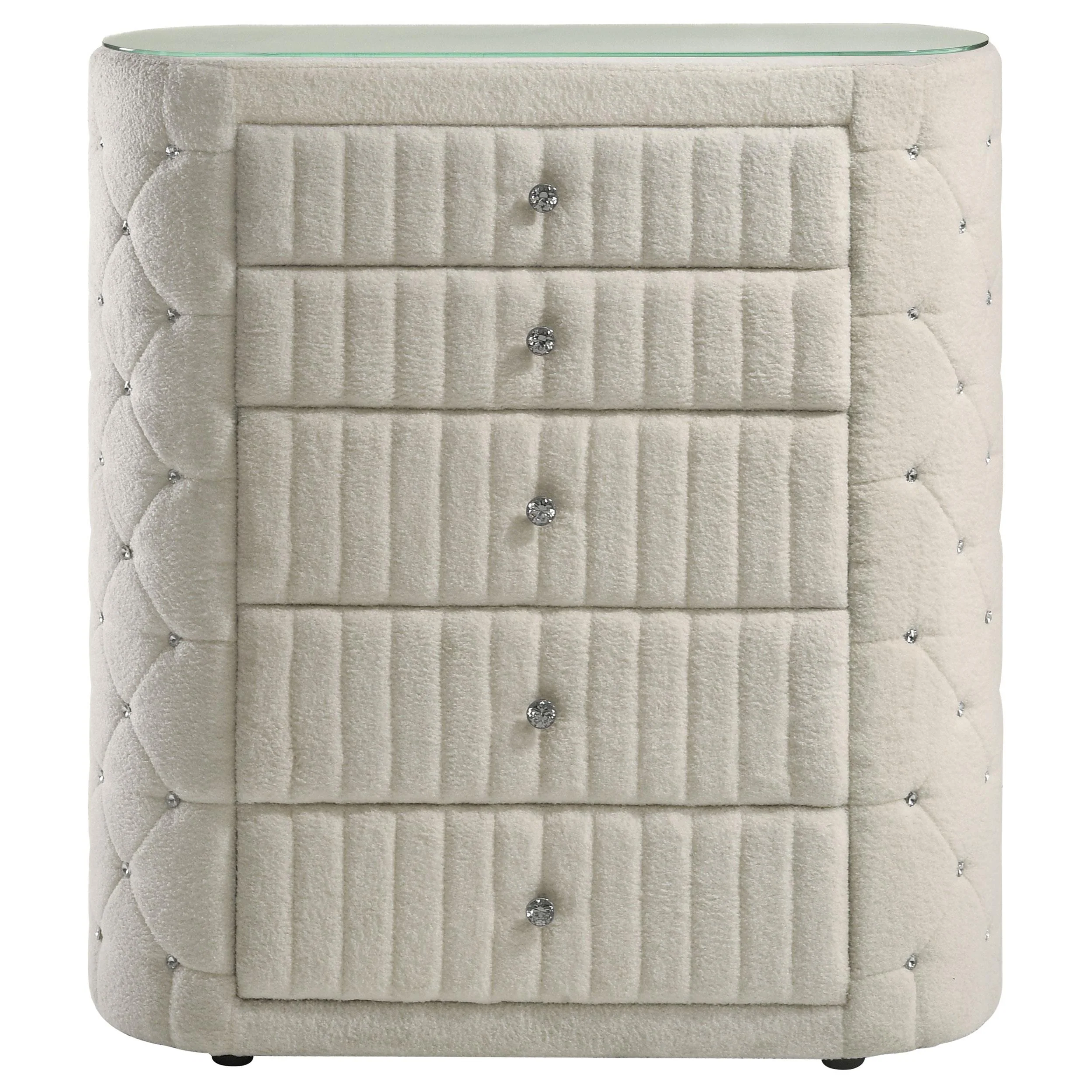 Sonya 5-drawer Upholstered Bedroom Chest of Drawers Ivory - Image 3