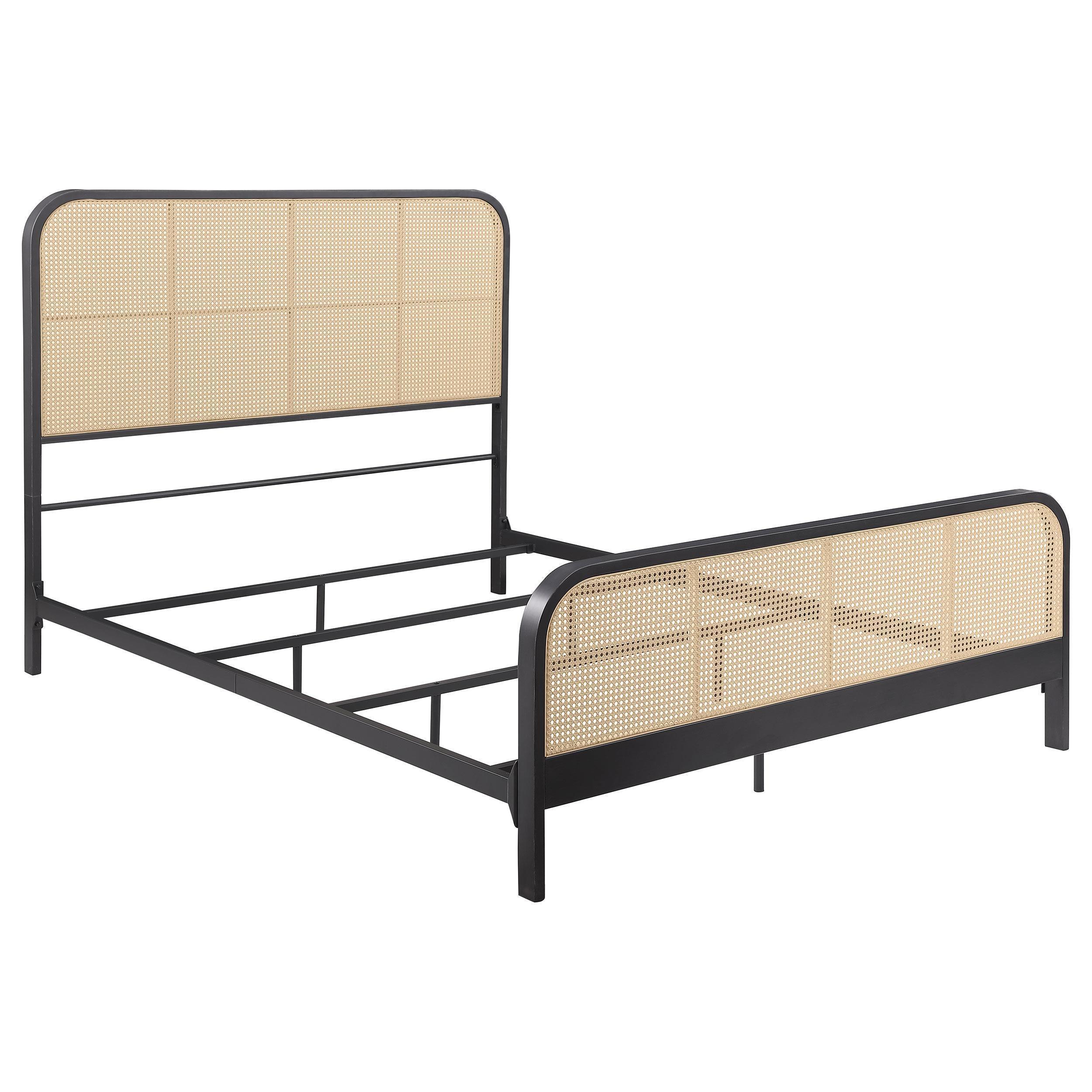 Lanewood Polyethylene Pe Rattan Upholstered Metal King Bed Black - Image 2
