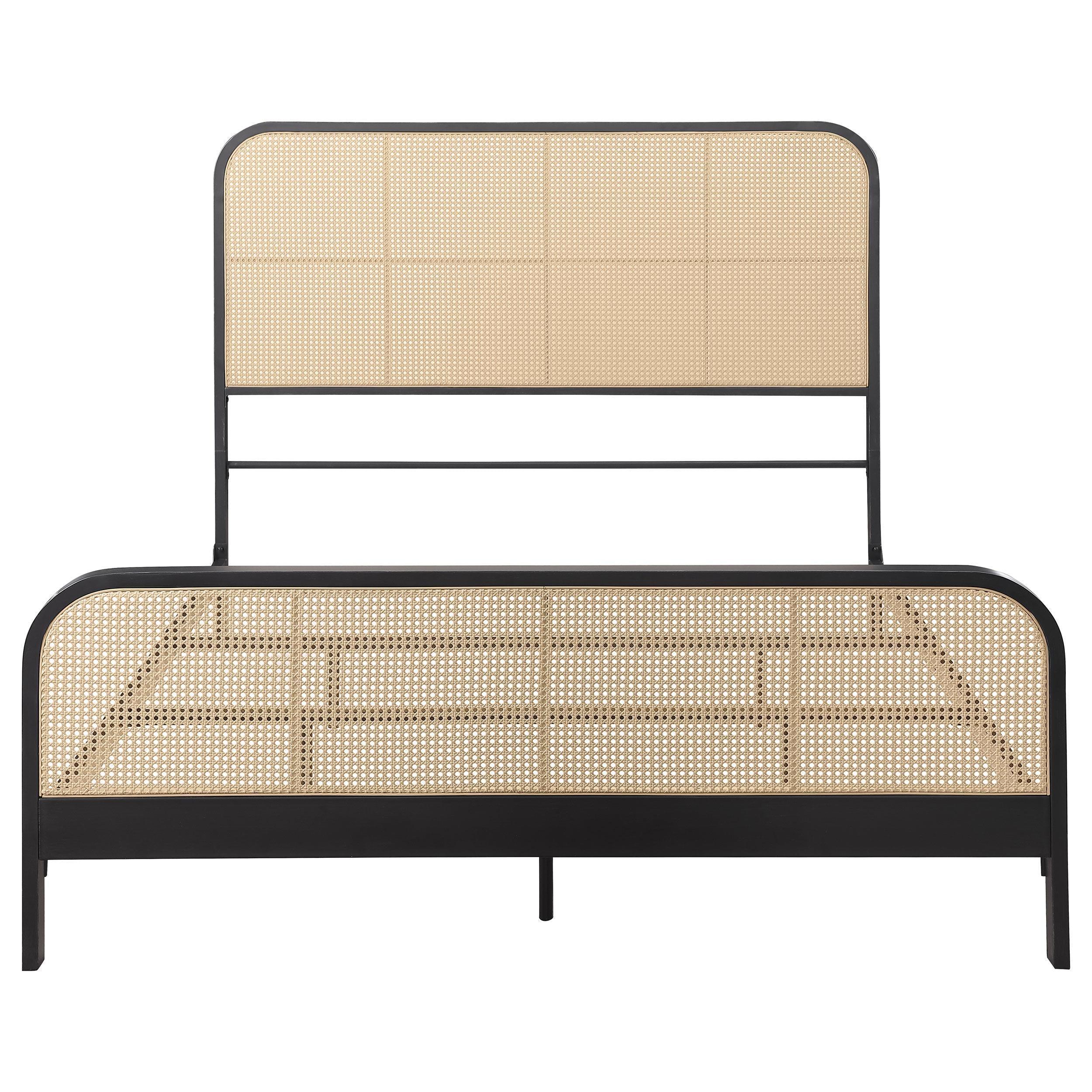 Lanewood Polyethylene Pe Rattan Upholstered Metal King Bed Black - Image 3