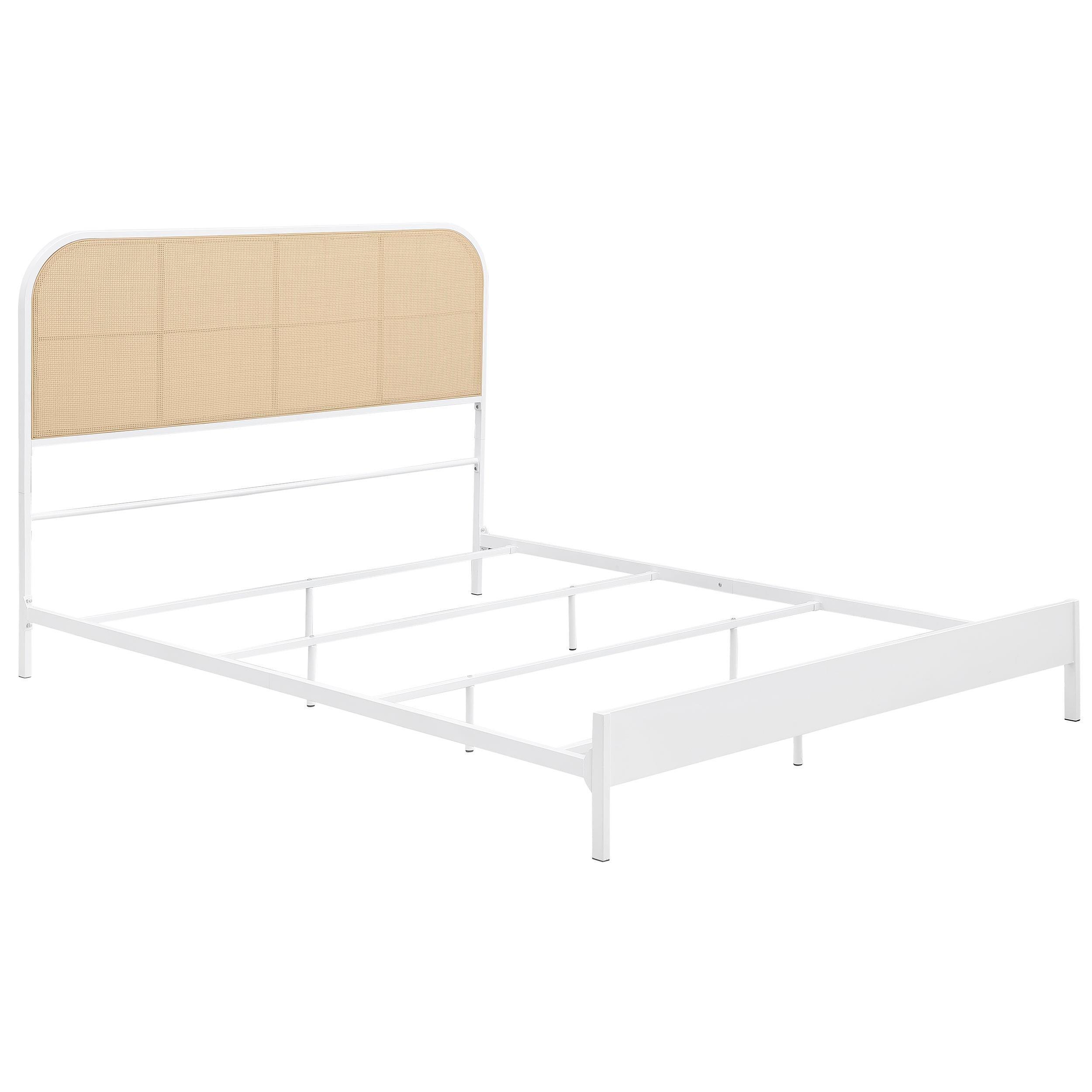 Amherst Radio Weave Rattan Metal Queen Bed White - Image 2