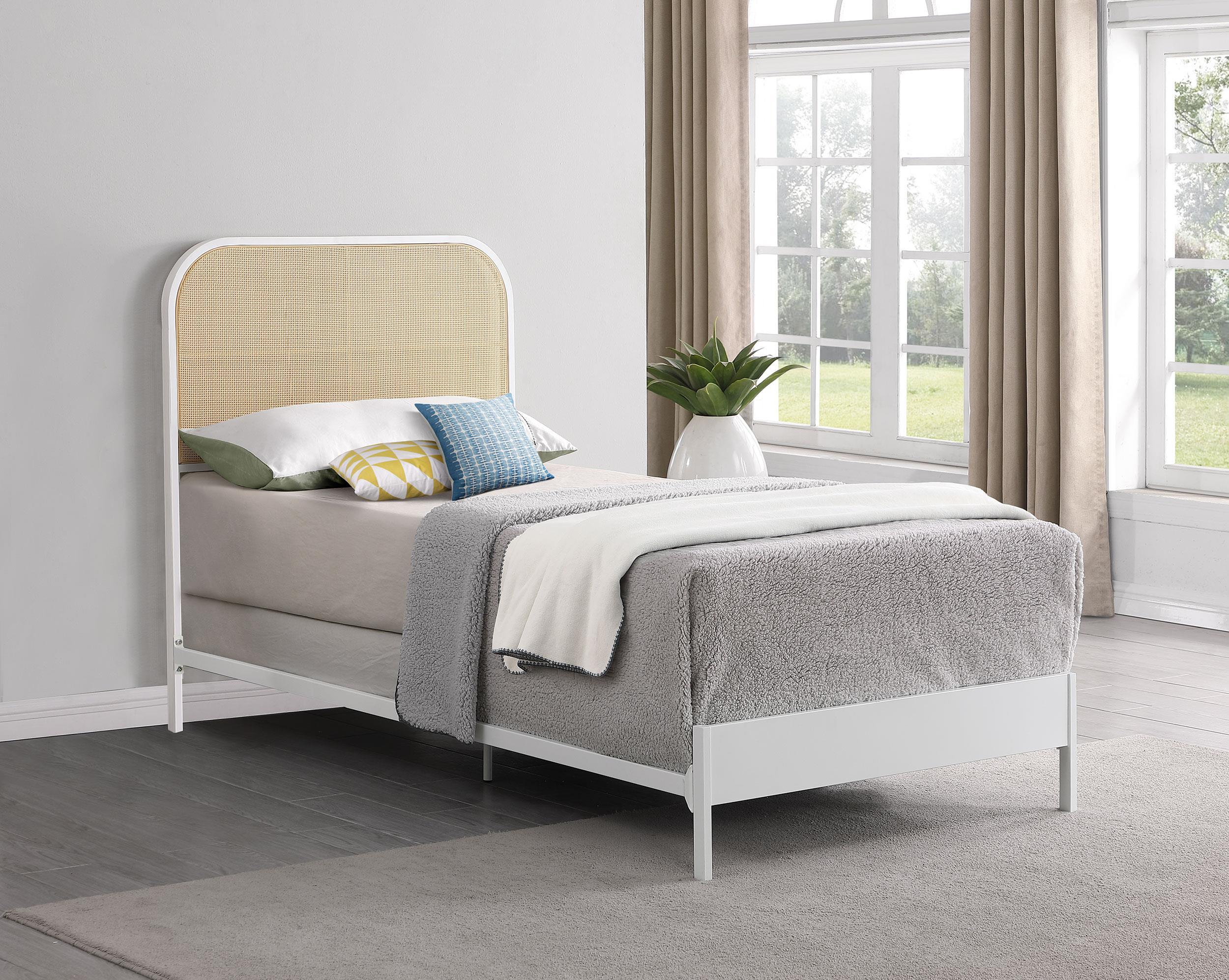 Amherst Radio Weave Rattan Metal Twin Bed White - Image 2