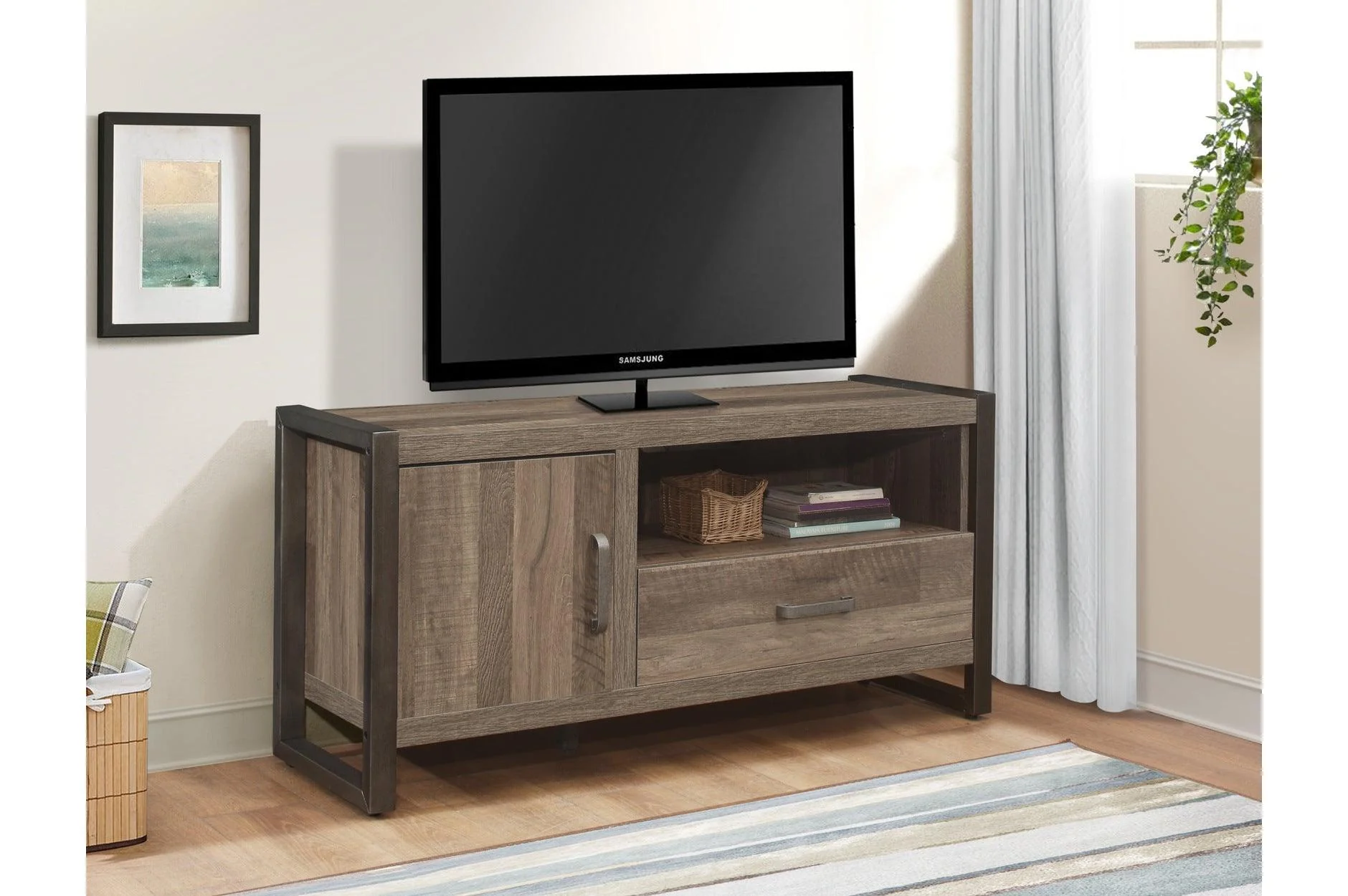 Dogue Brown Media 51 TV Stand 2 4 Shelf Bookcases - Image 2