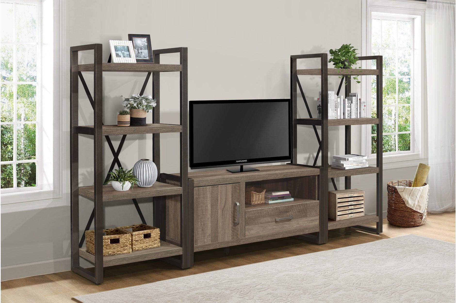 Dogue Brown Media 51 TV Stand 2 4 Shelf Bookcases
