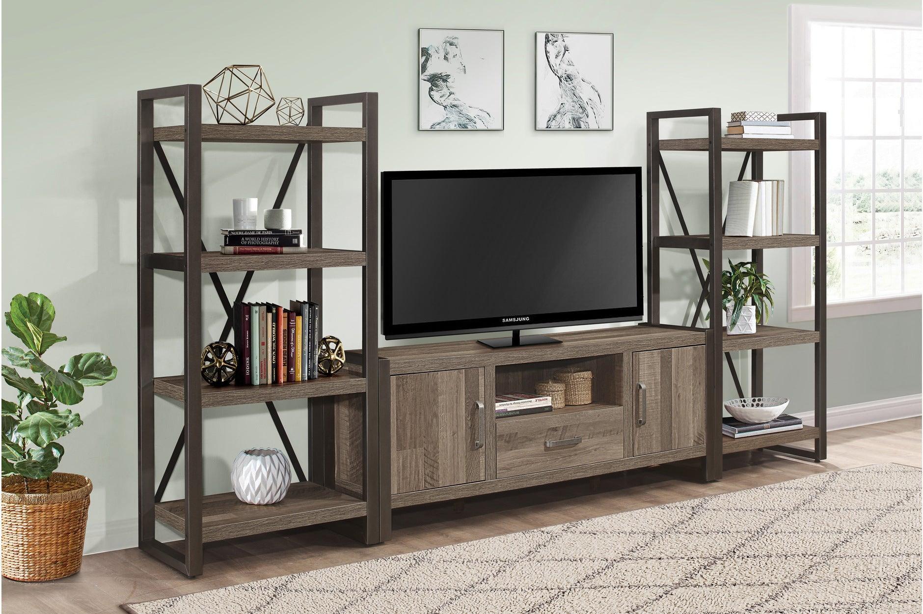 Dogue Brown Media 63 TV Stand 2 4 Shelf Bookcases