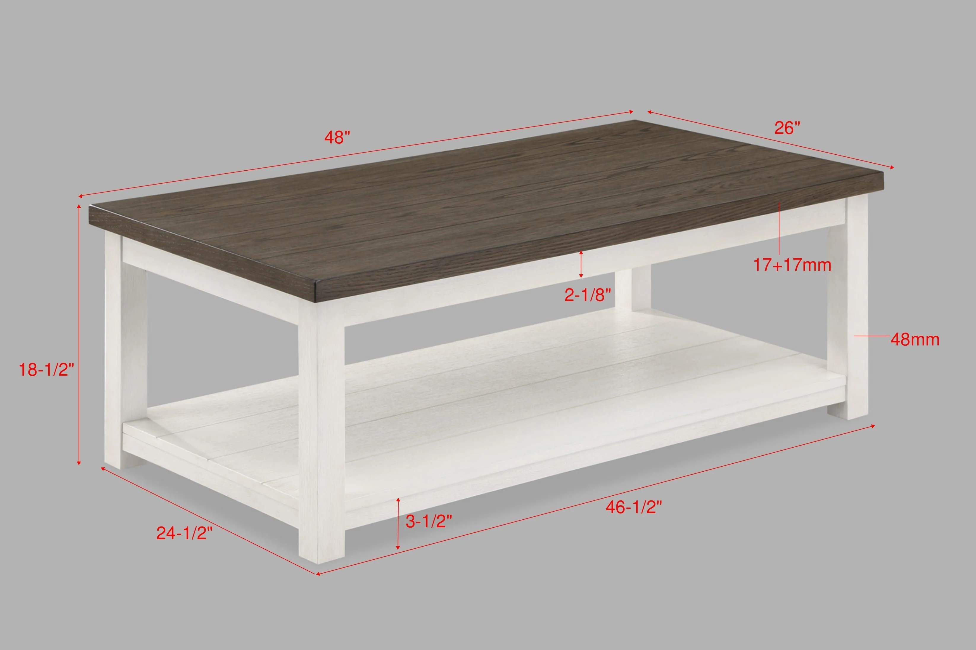 Dakota Chalk Brown White 3-Piece Coffee Table Set - Image 3