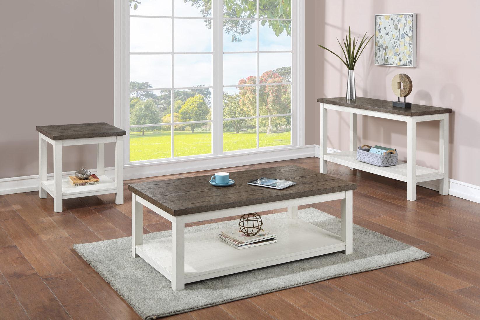 Dakota Chalk Brown White 3-Piece Coffee Table Set - Image 1