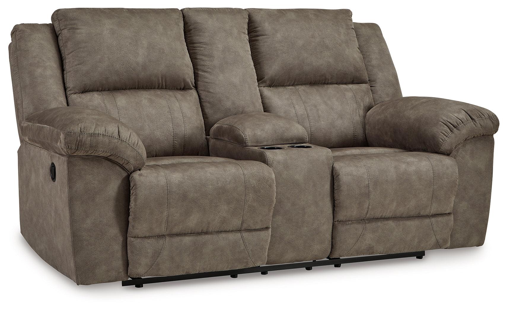 Laresview Fossil Faux Leather Reclining Loveseat with Console - Image 2