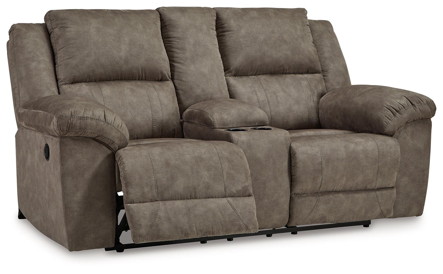 Laresview Fossil Faux Leather Reclining Loveseat with Console - Image 3