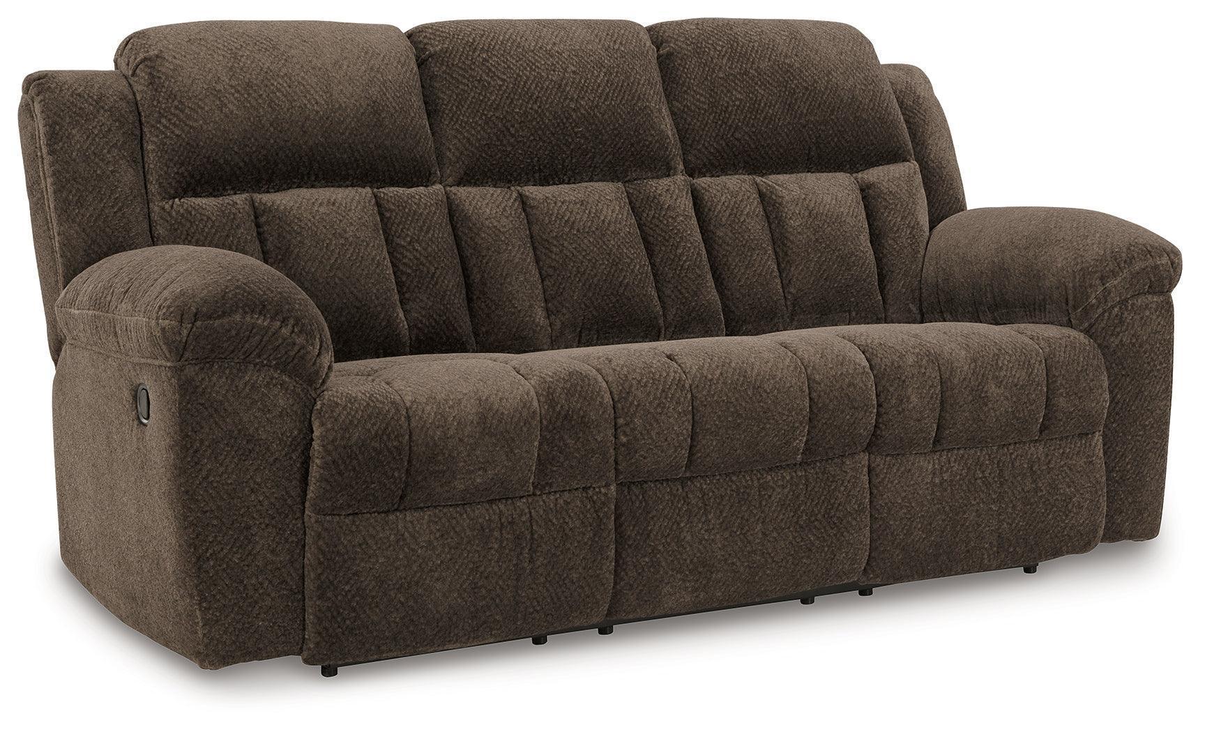 Frohn Chocolate Chenille Reclining Sofa - Image 2